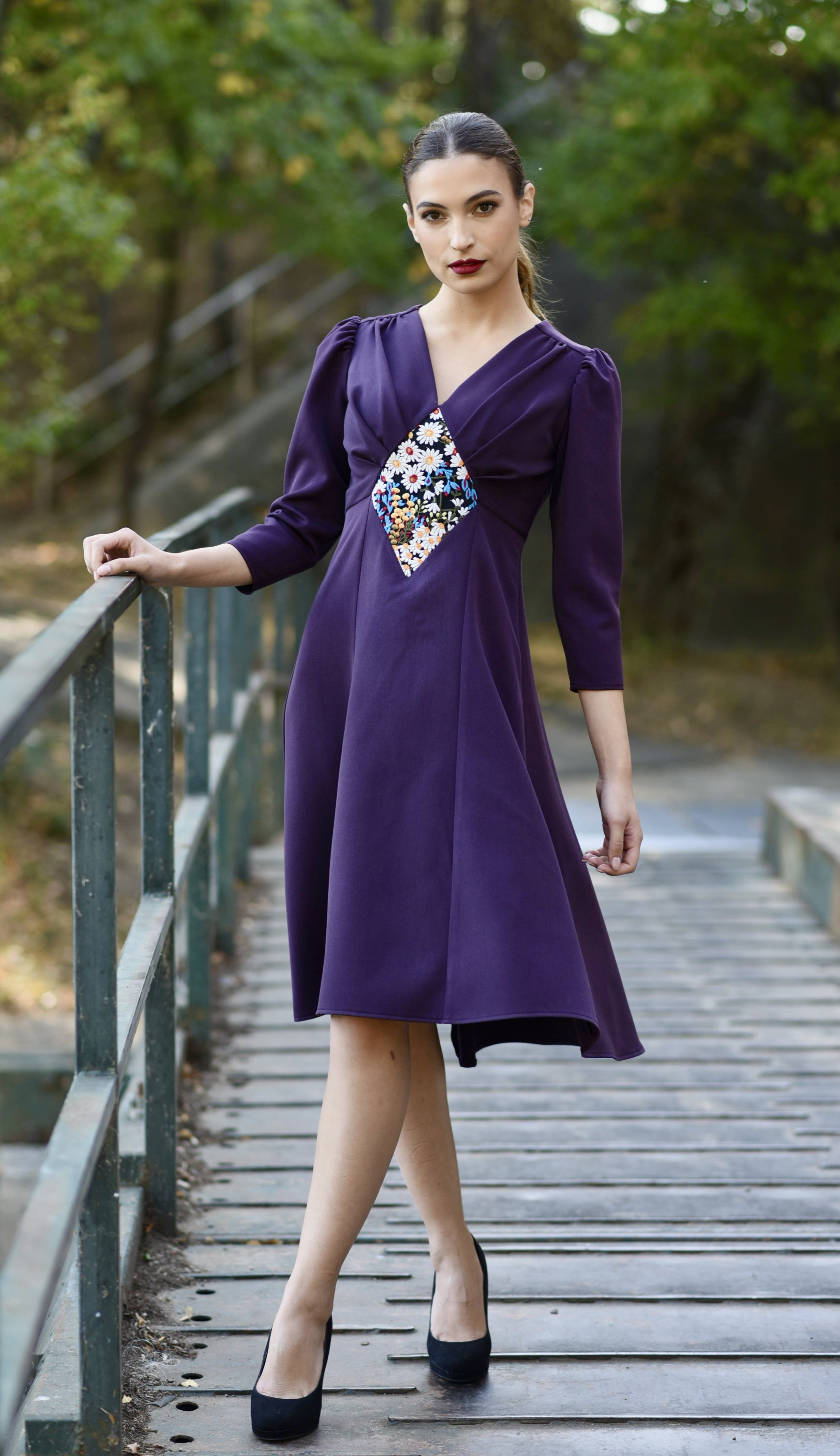 Rochie din Stofa Violet Medeea