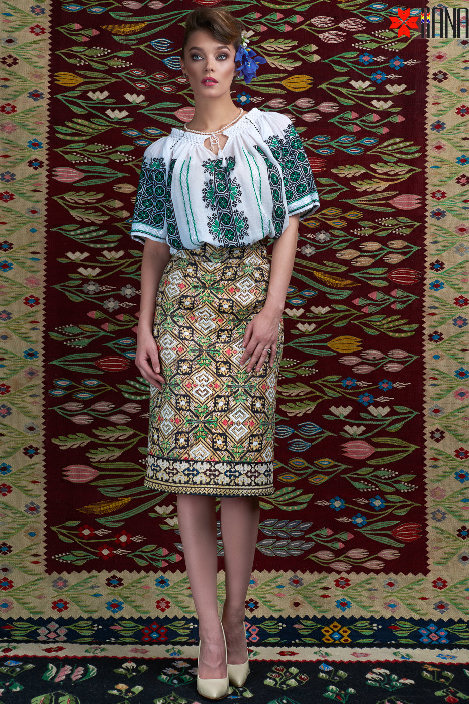 Ie Traditionala Romaneasca Maneca Scurta Cusuta Manual Motivul Norocel