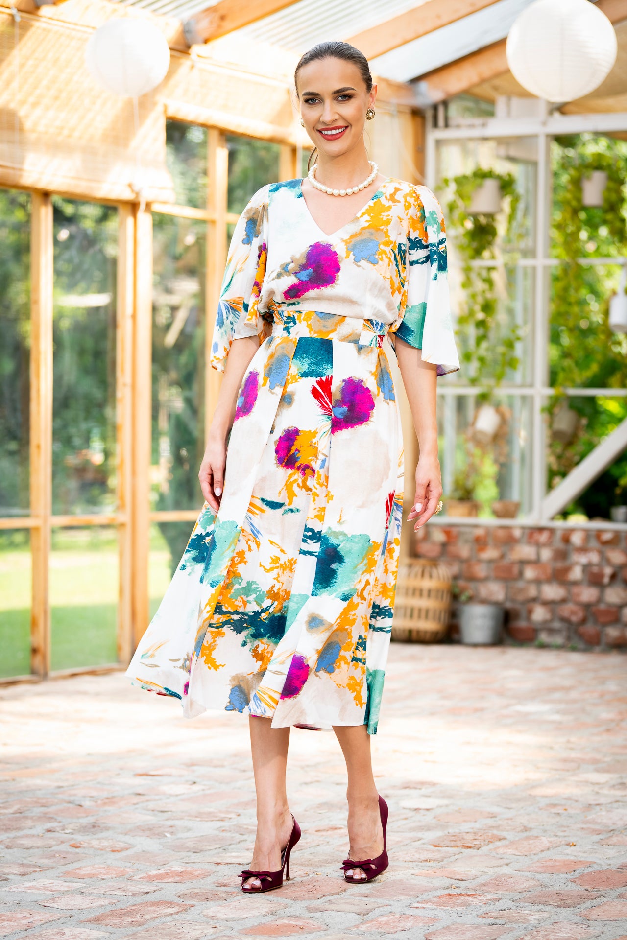 Rochia midi picturală Octavia