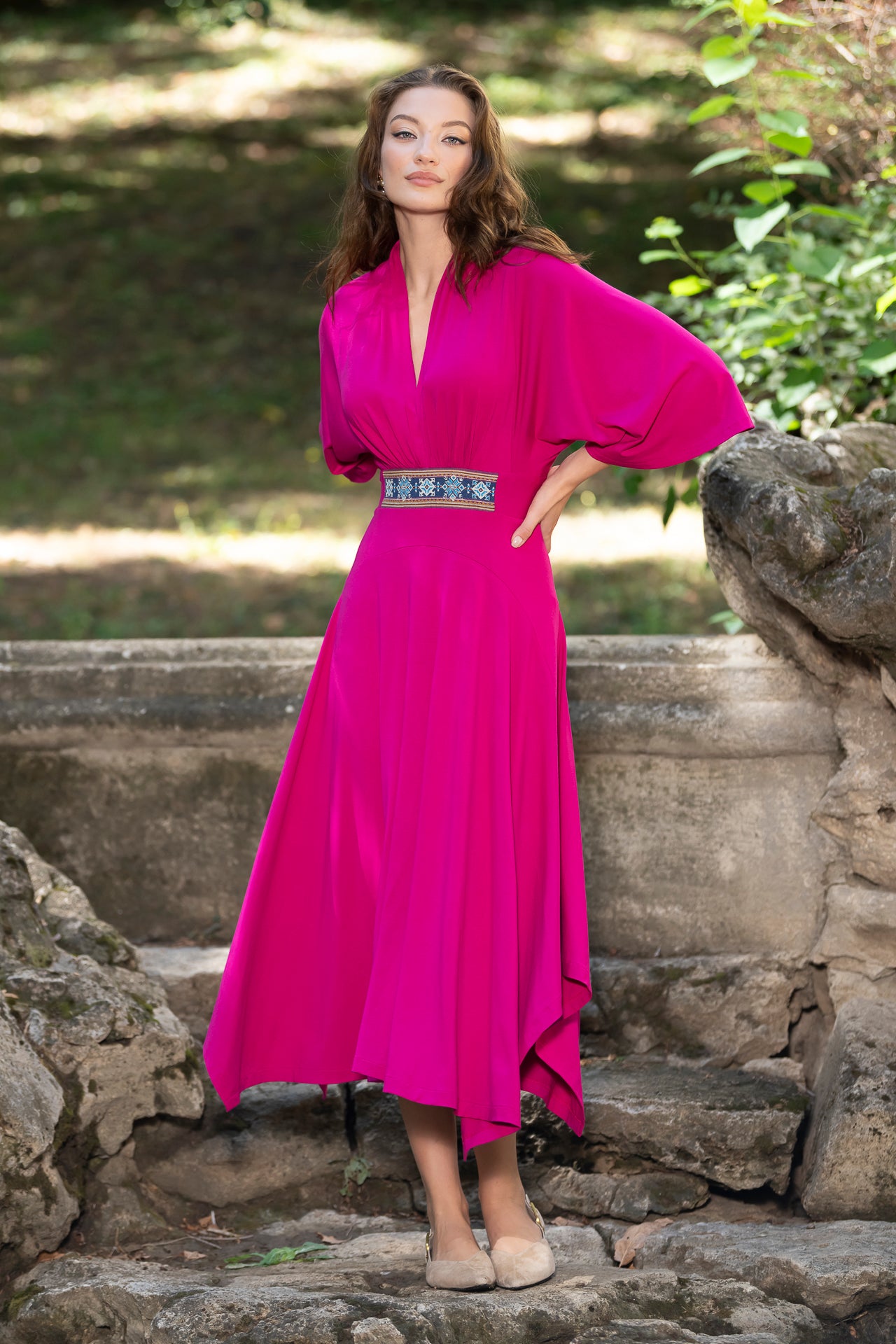 Rochia roz fucsia din jerseu