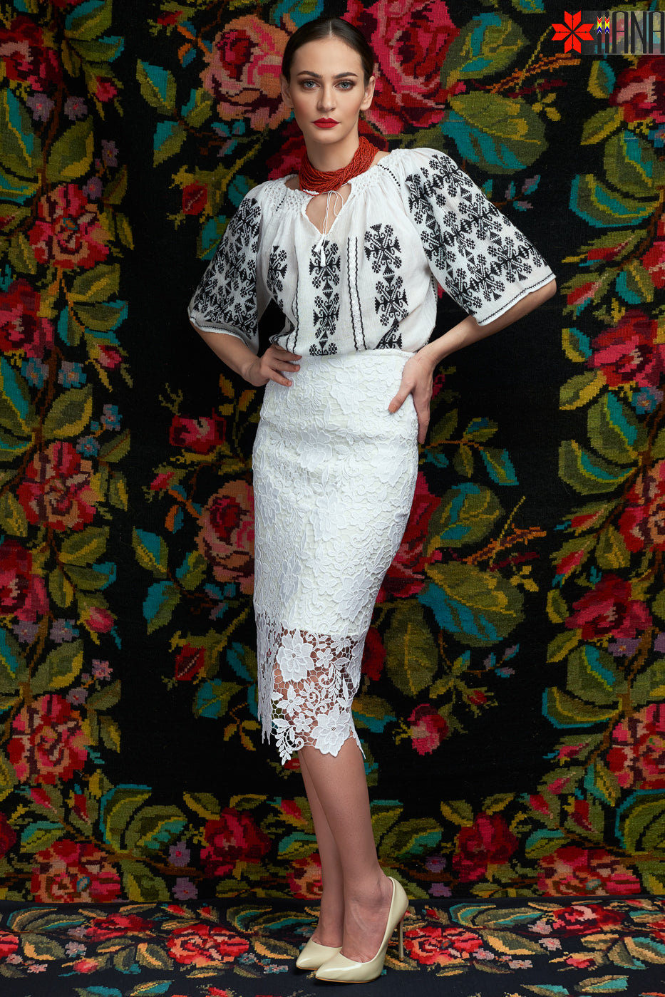 Ie Traditionala Romaneasca Maneca Scurta Cusuta Manual Motivul Punct in Cruce