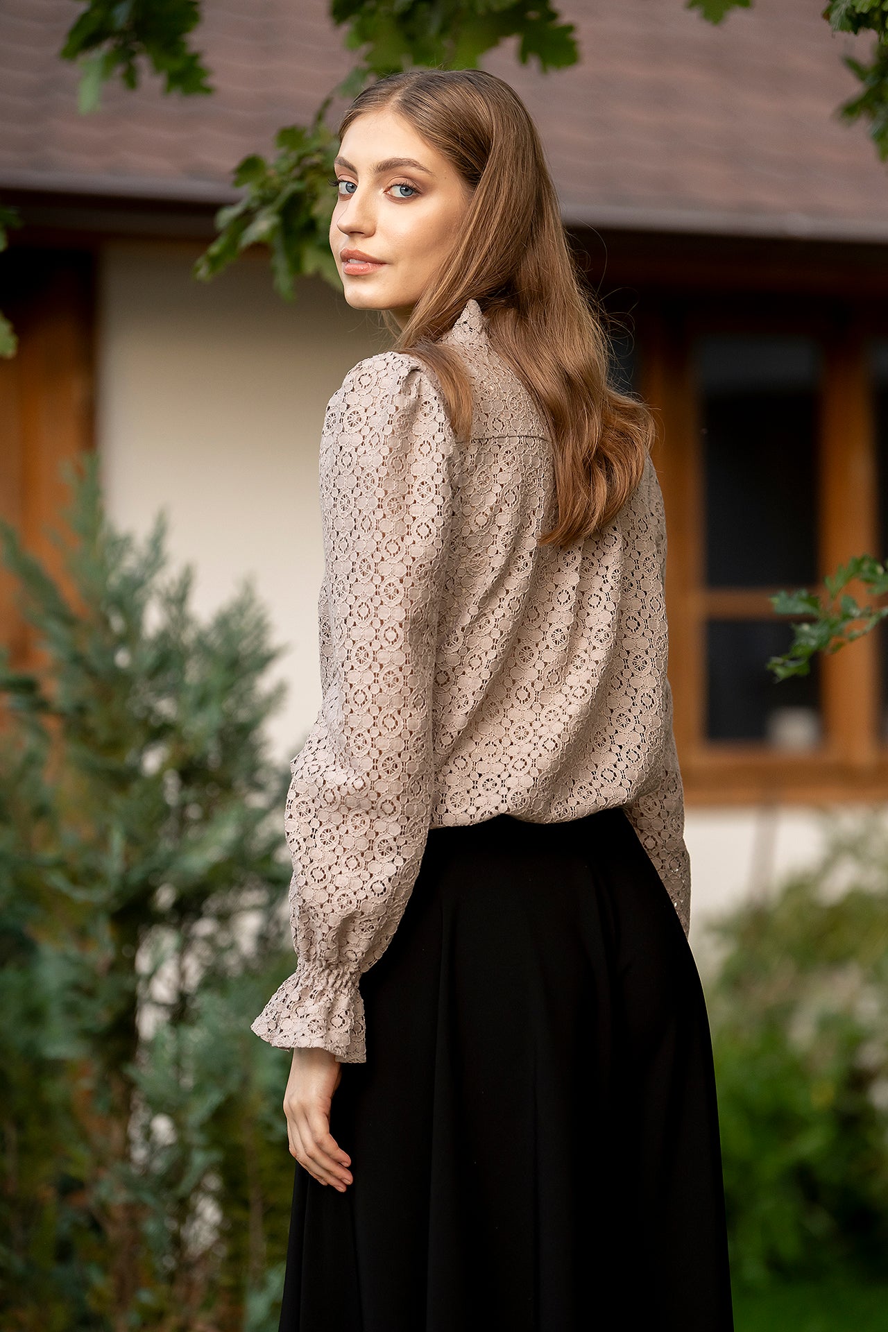 Bluza Grej Din Dantela De Bumbac Ozana