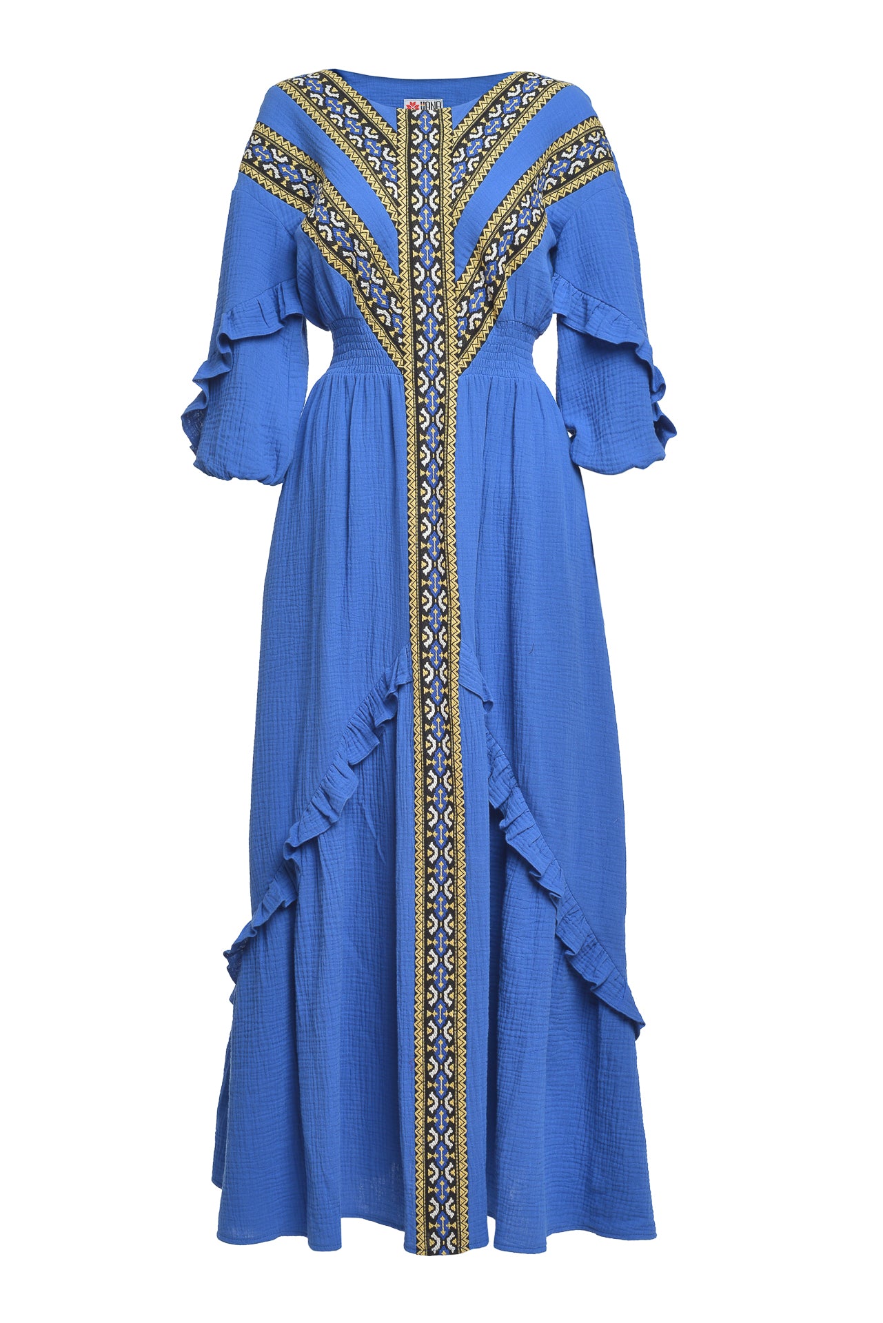 Rochia lungă Pomul Vieții albastru regal