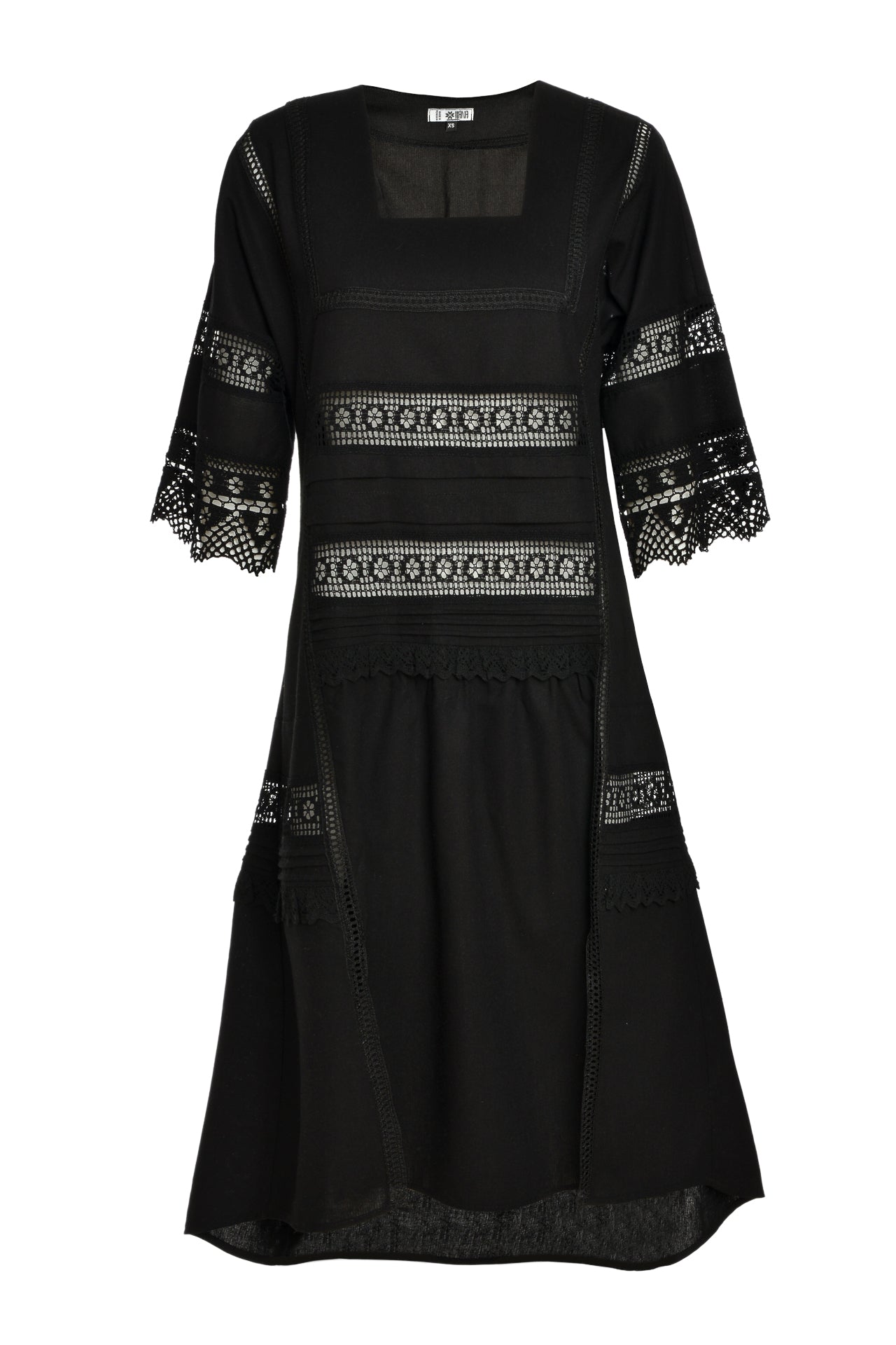 Rochie Neagra Din In Si Dantela Traditionala
