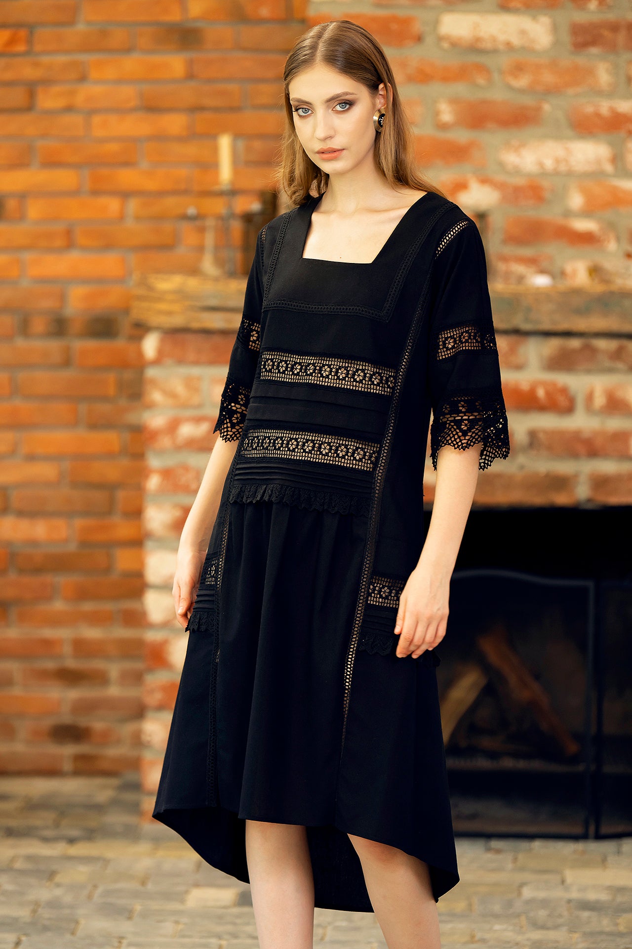 Rochie Neagra Din In Si Dantela Traditionala