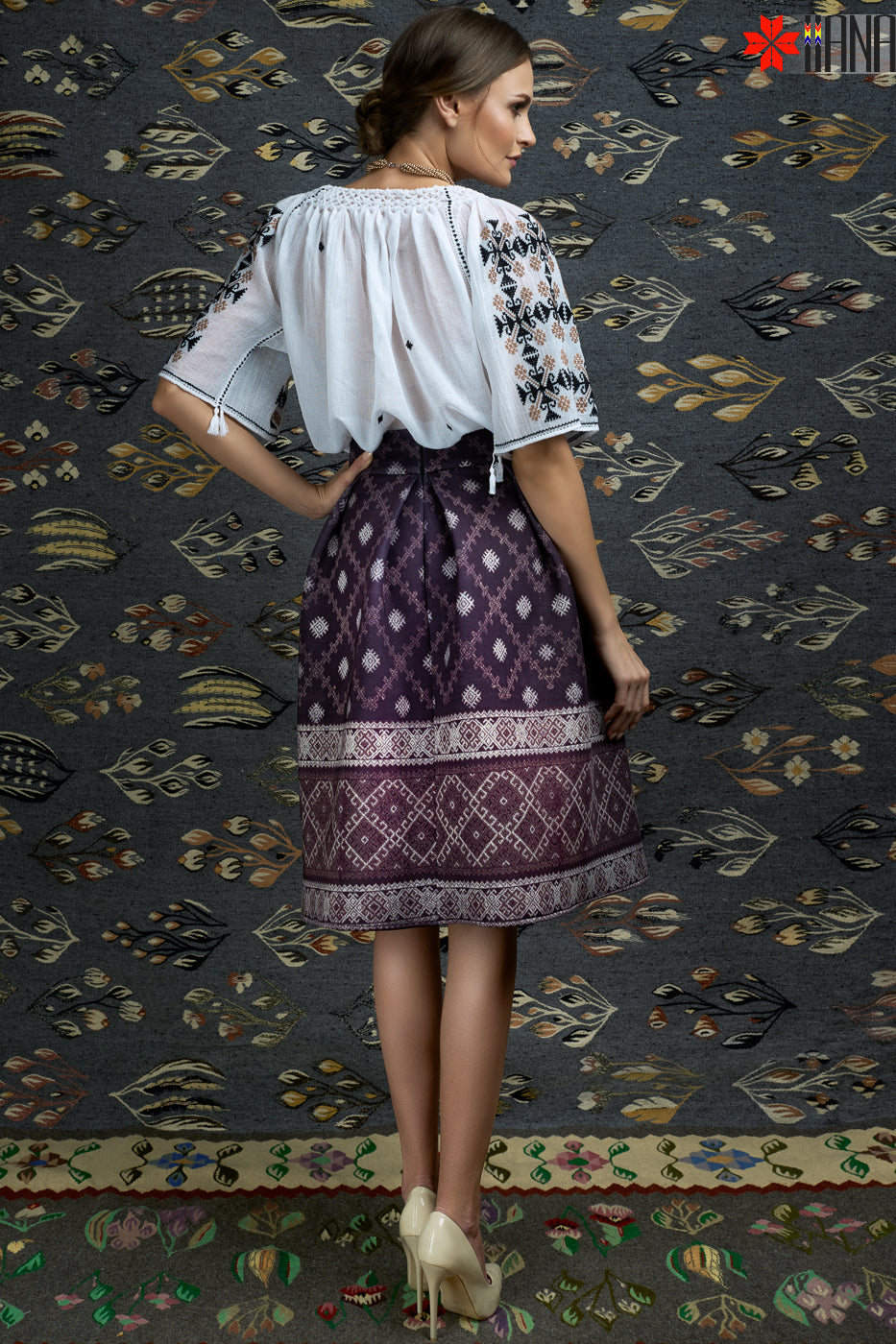 Ie Traditionala Romaneasca Maneca Scurta Cusuta Manual Motivul Punct in Cruce