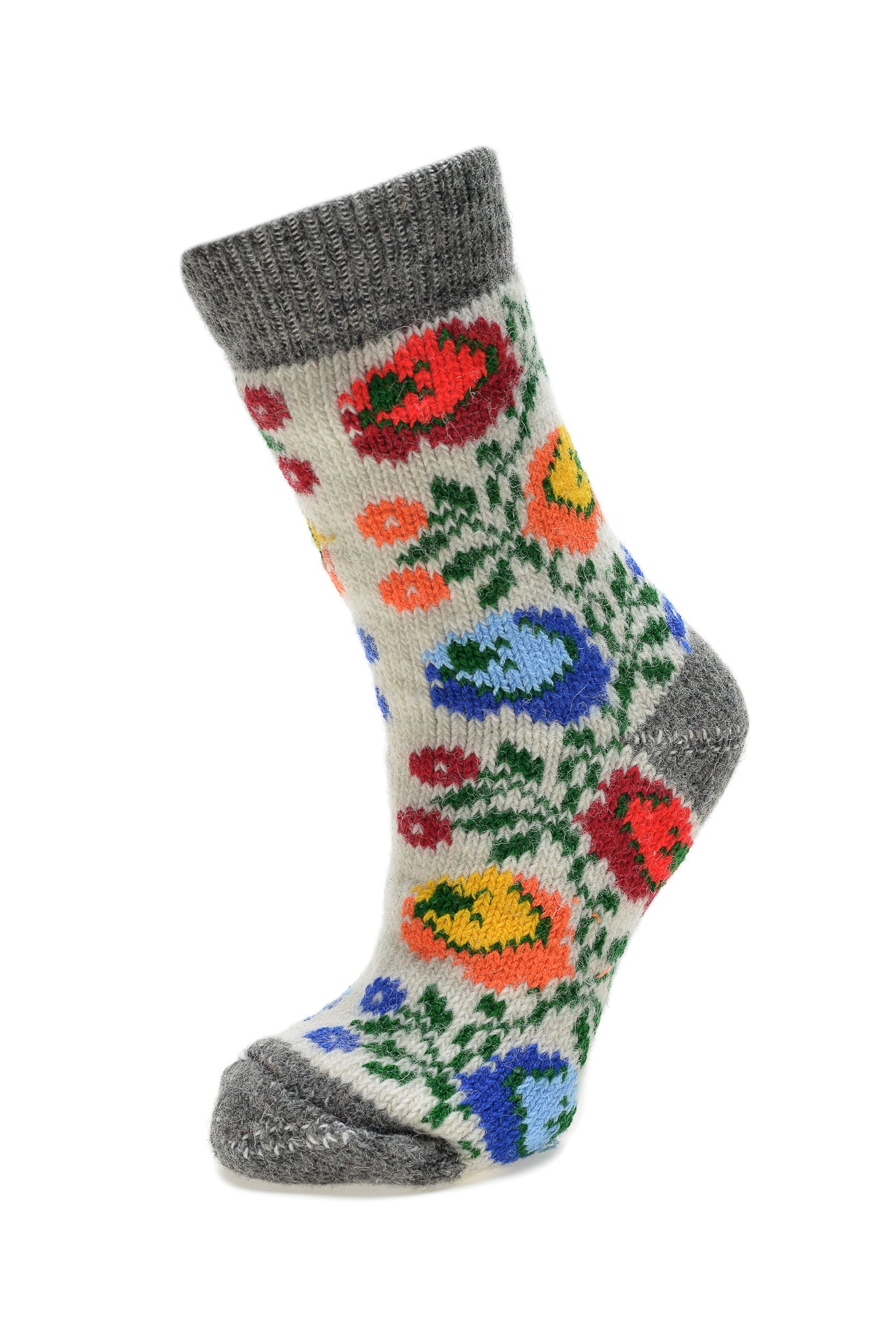 Sosete Nature din Lana cu Flori Multicolore