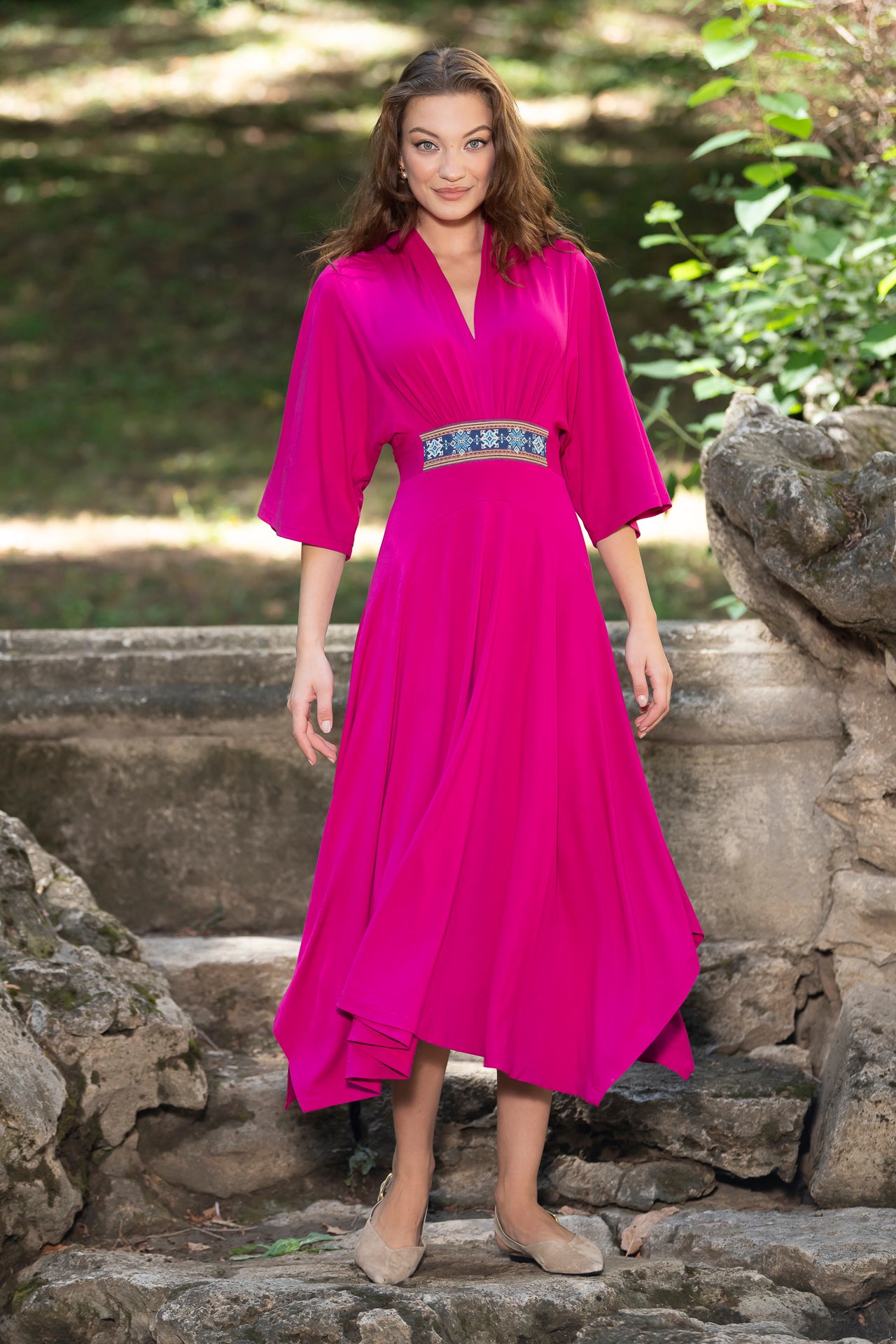 Rochia roz fucsia din jerseu