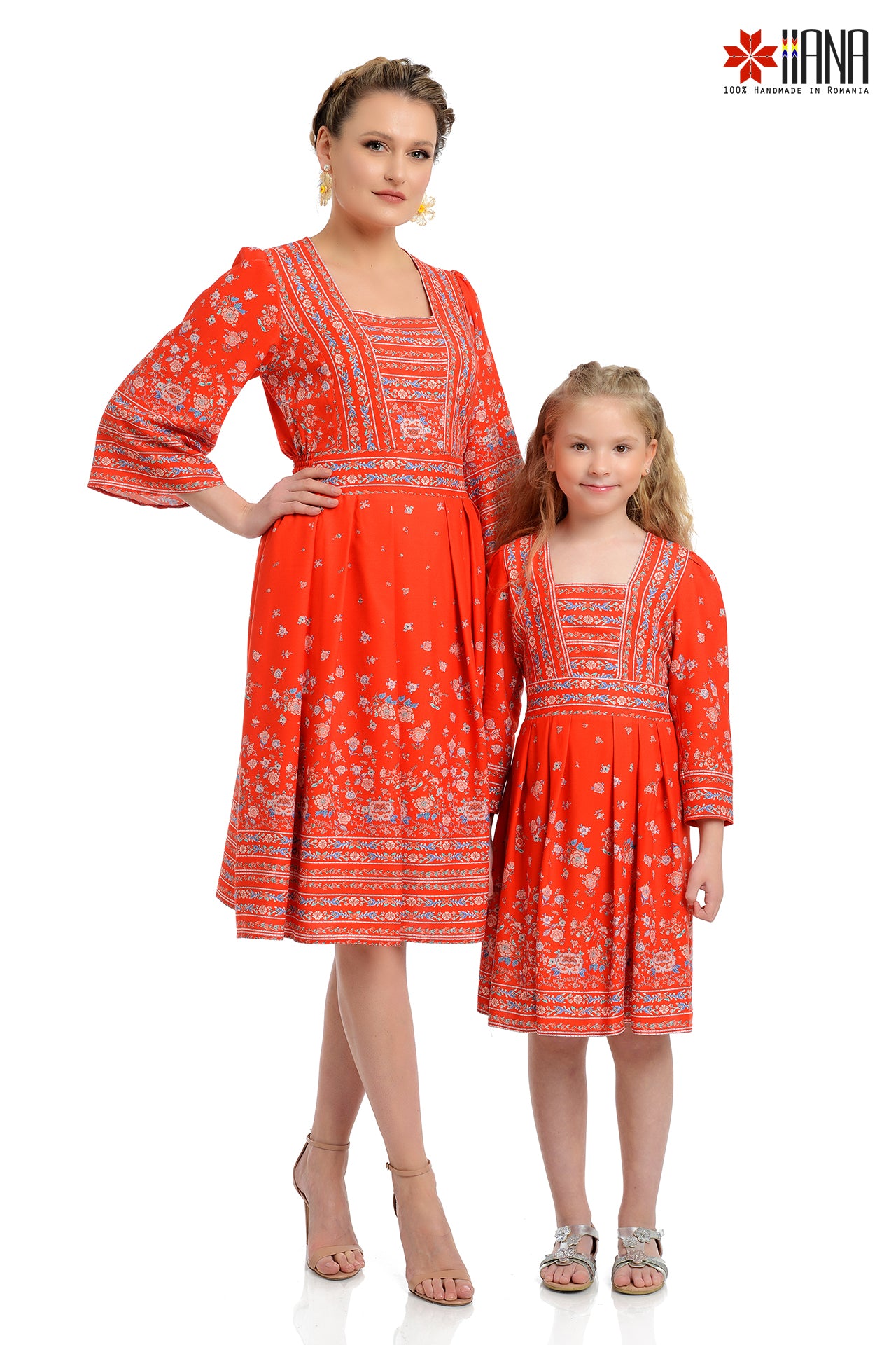 Rochita traditionala fetite Rosie Zora cu motive populare florare 8-15 ani