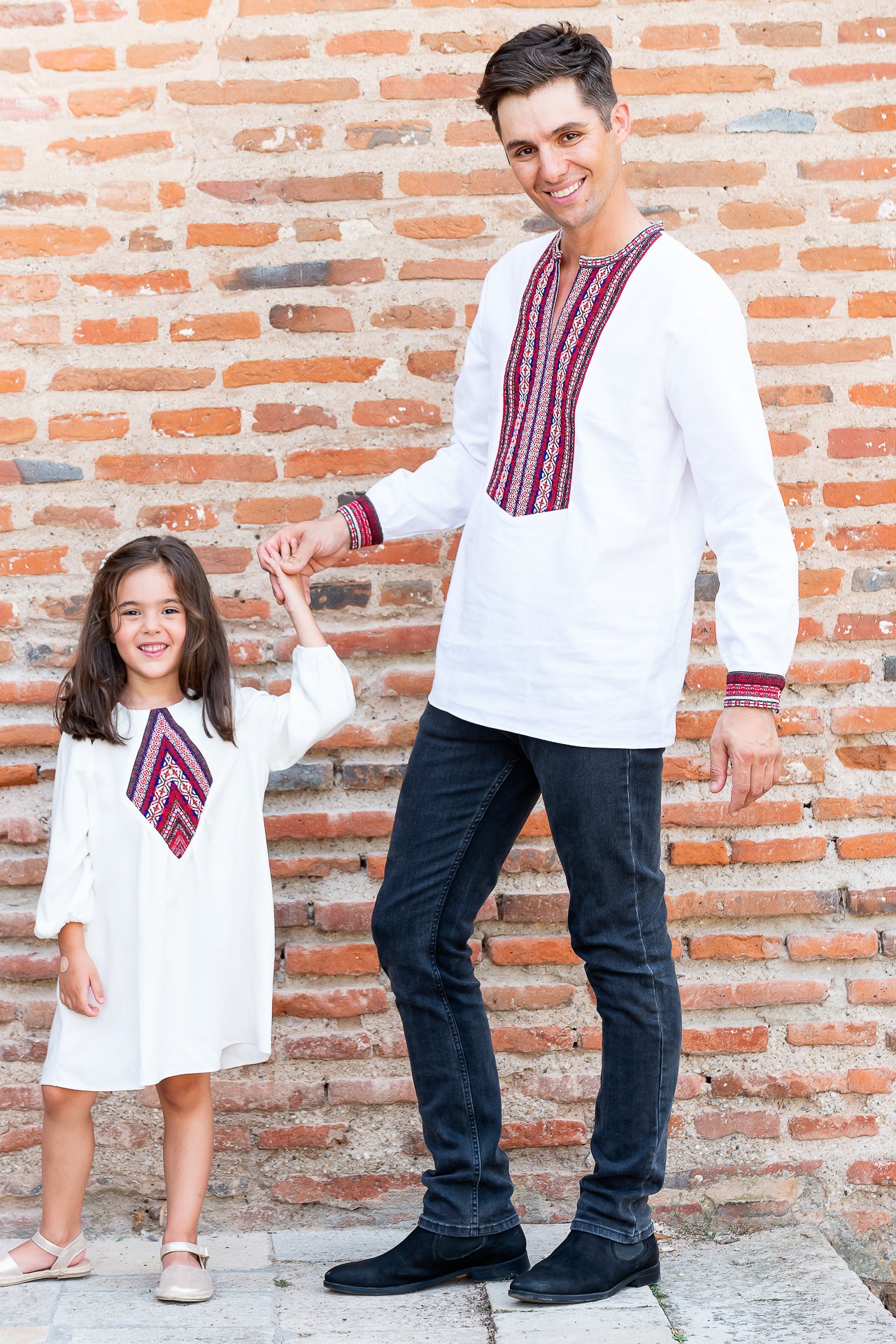 Rochita traditionala fetite Motiv Romb Arhaic 9 luni - 7 ani