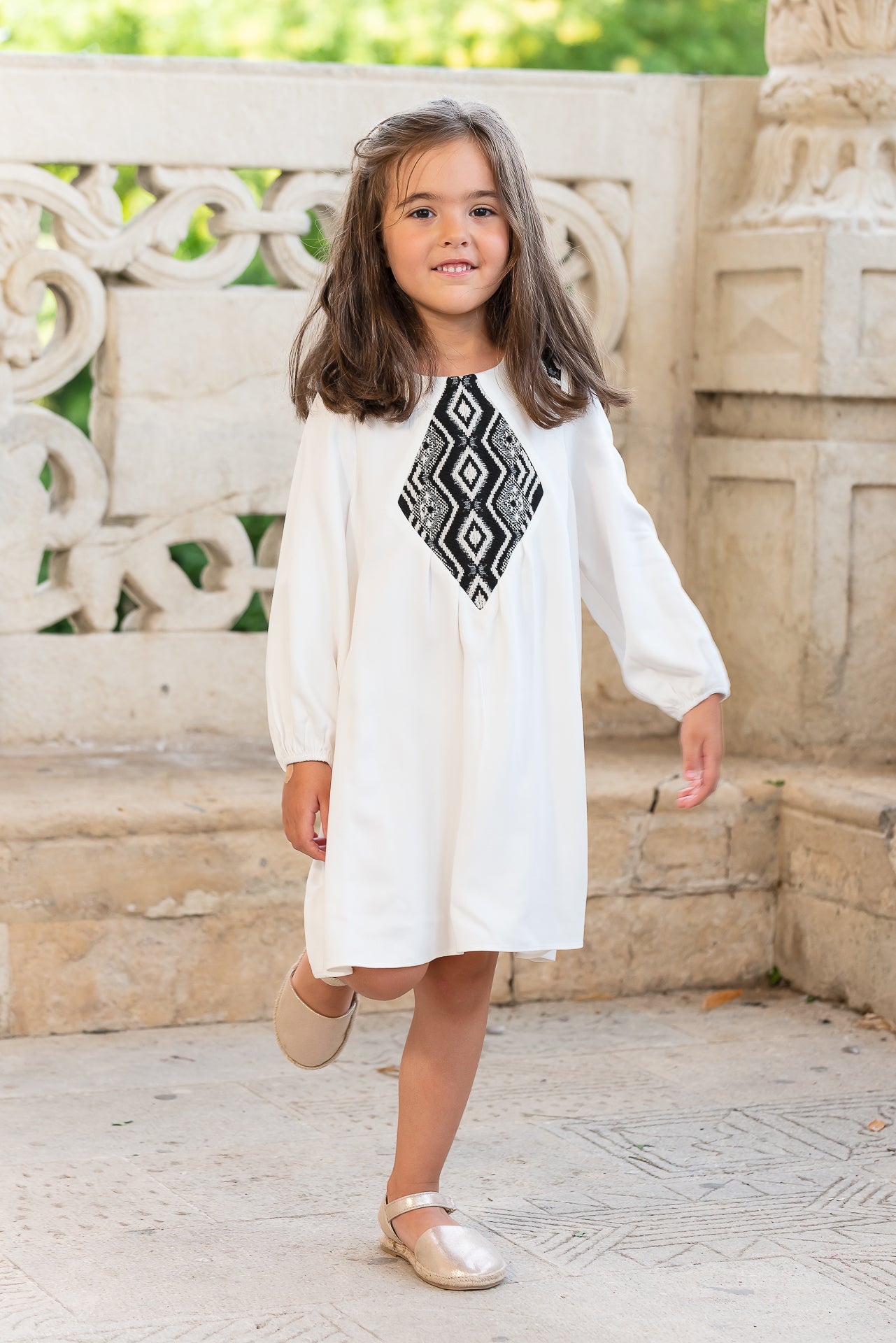 Rochita traditionala fetite Coloana Infinitului Motiv Romb 8-15 ani