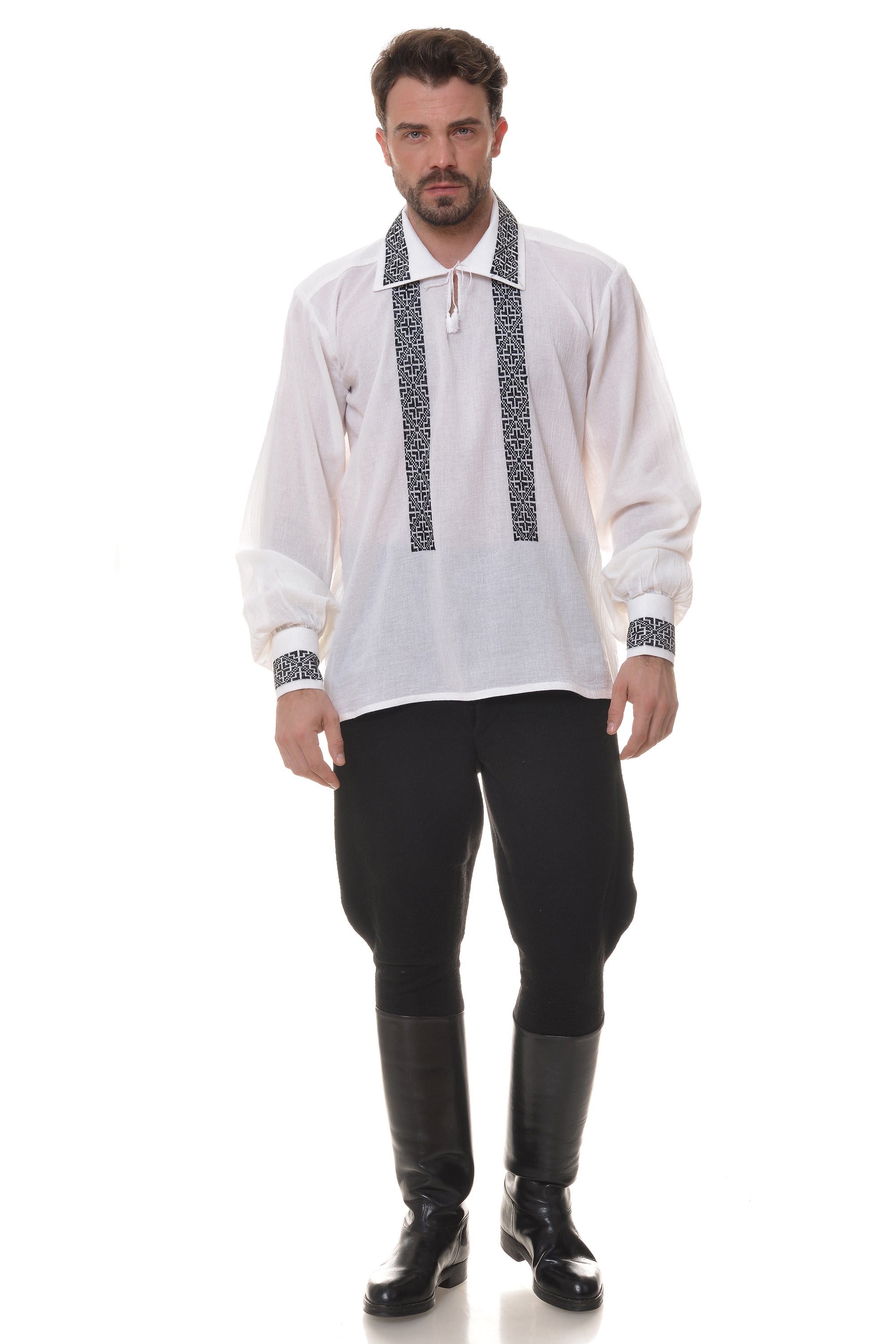 Camasa Barbateasca Traditionala Romaneasca cu Maneca Lunga Motivul Pamant