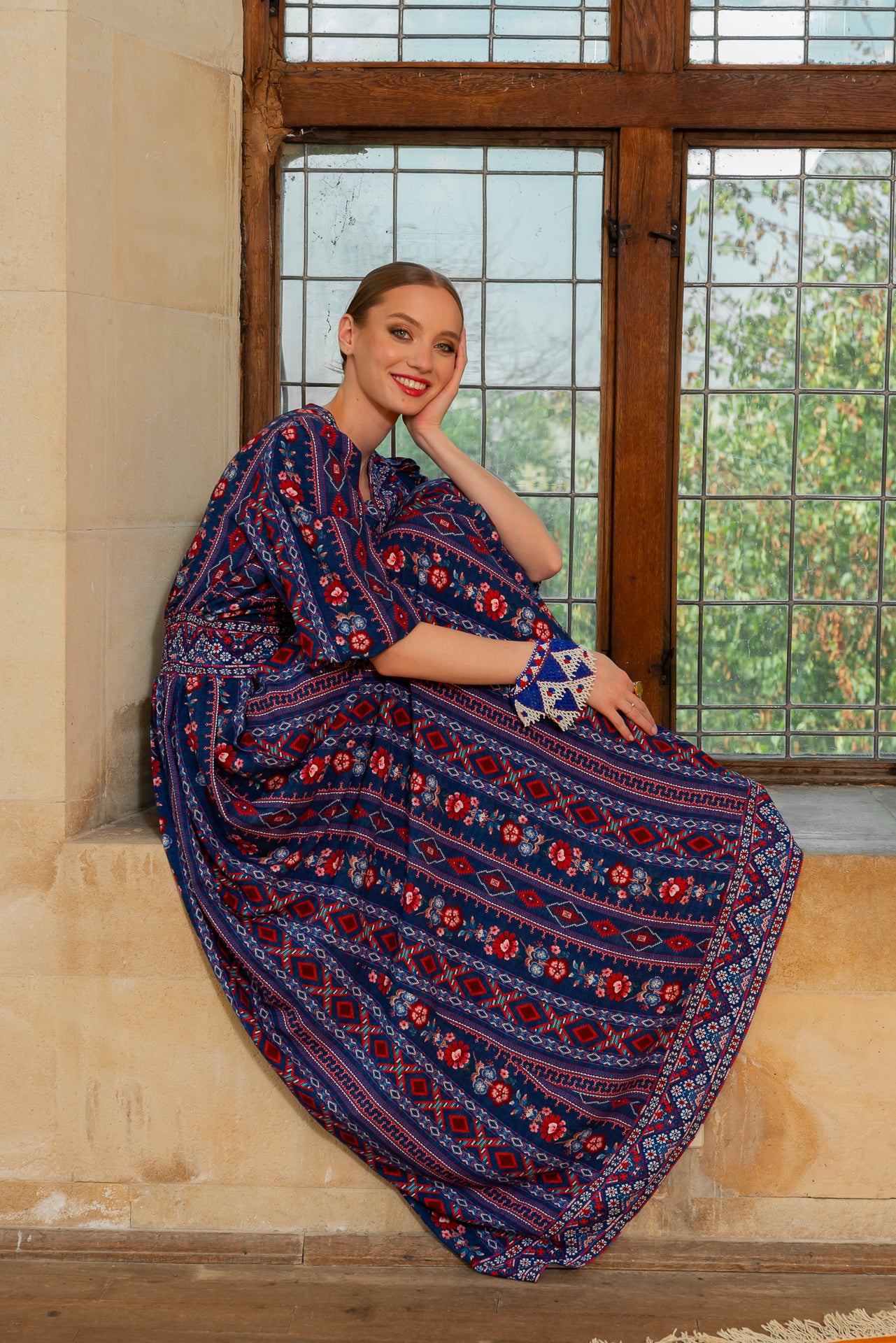 Rochia Bleumarin Lunga Boho Chic