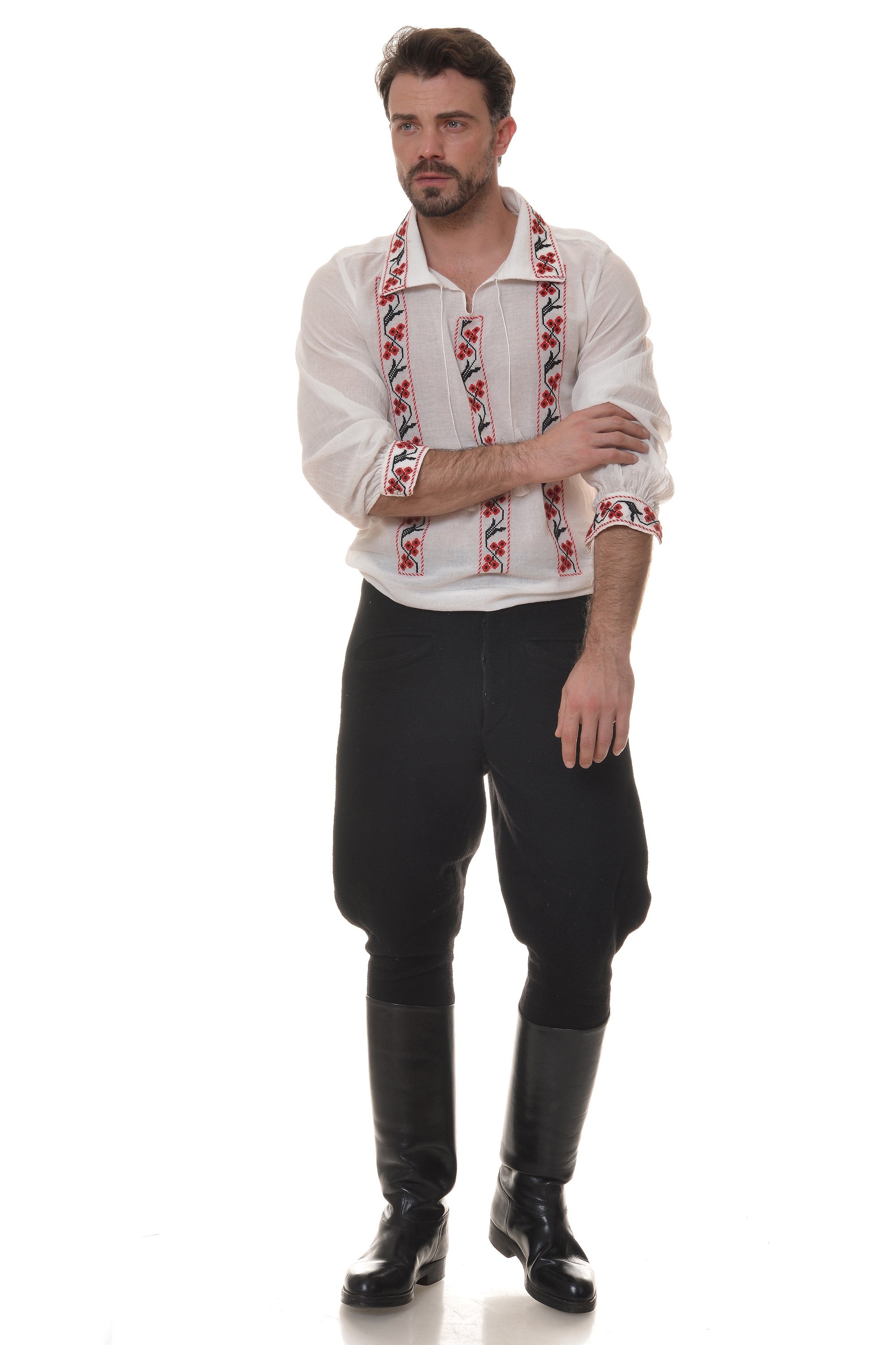 Camasa Barbateasca Romaneasca cu Maneca Lunga Motiv Sarbatoare