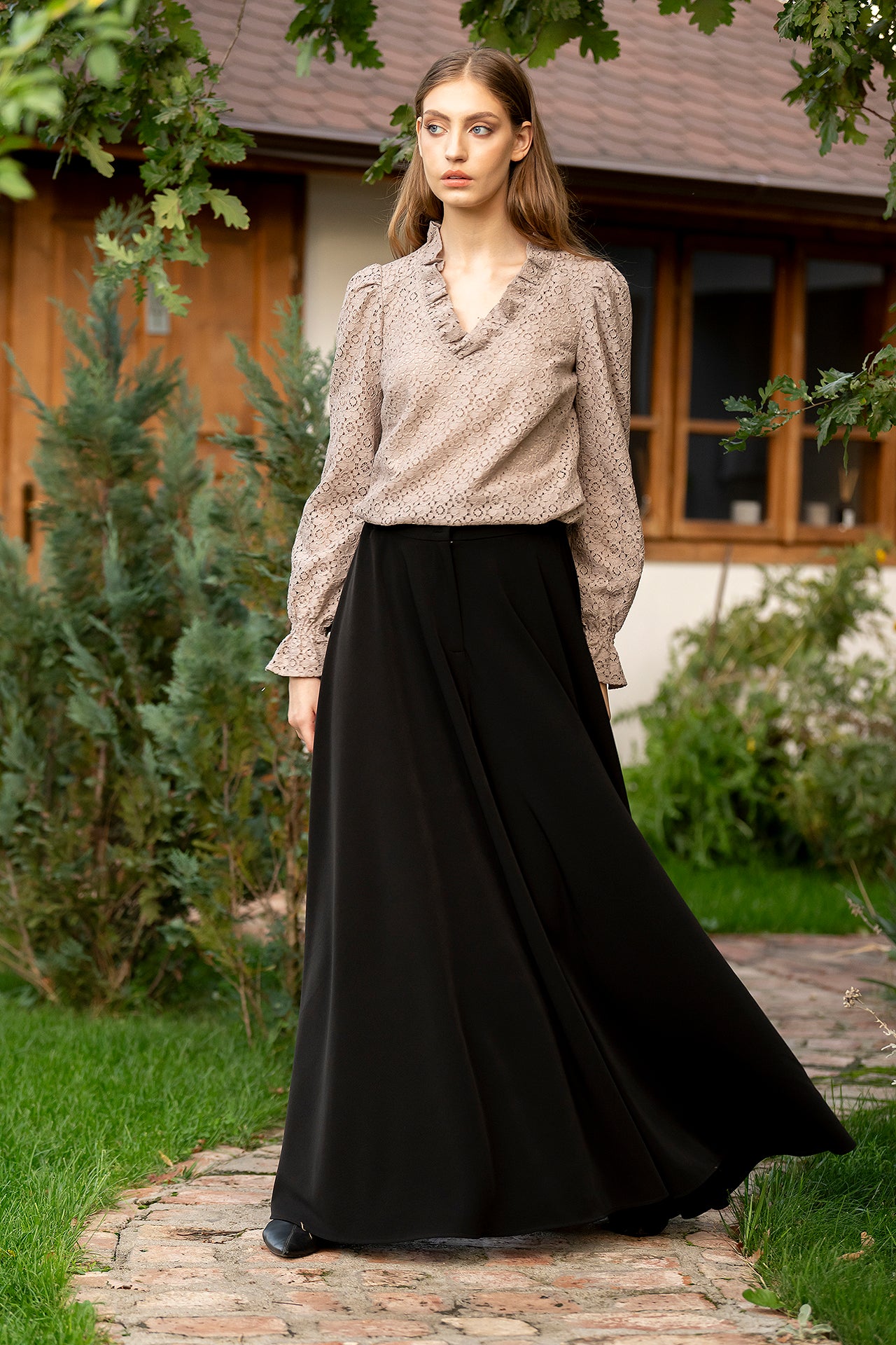 Bluza Grej Din Dantela De Bumbac Ozana