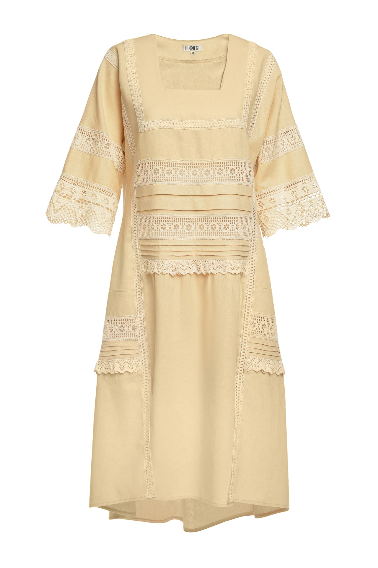 Rochie Crem Din In Si Dantela Traditionala