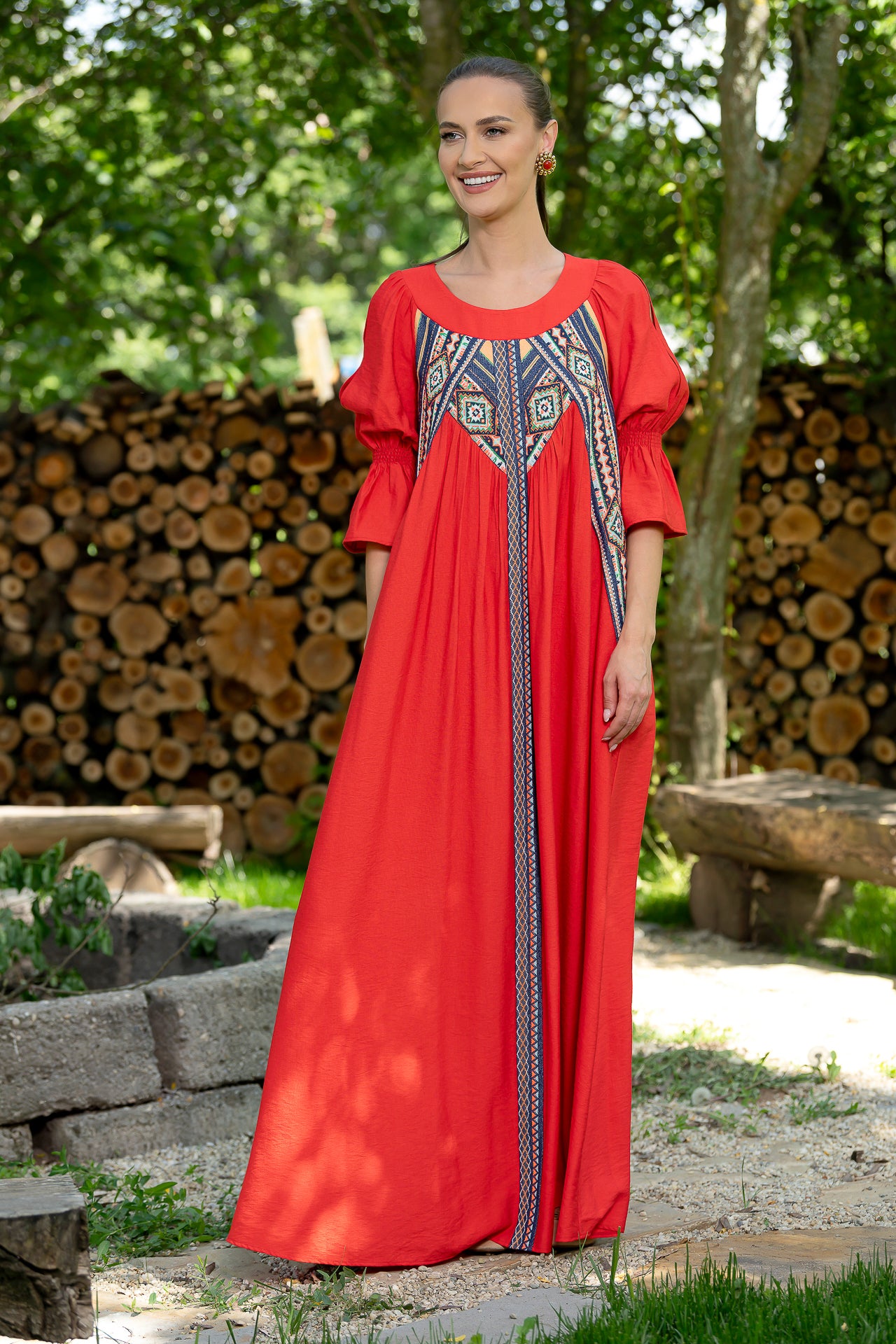 Rochie lungă roșie Minodora