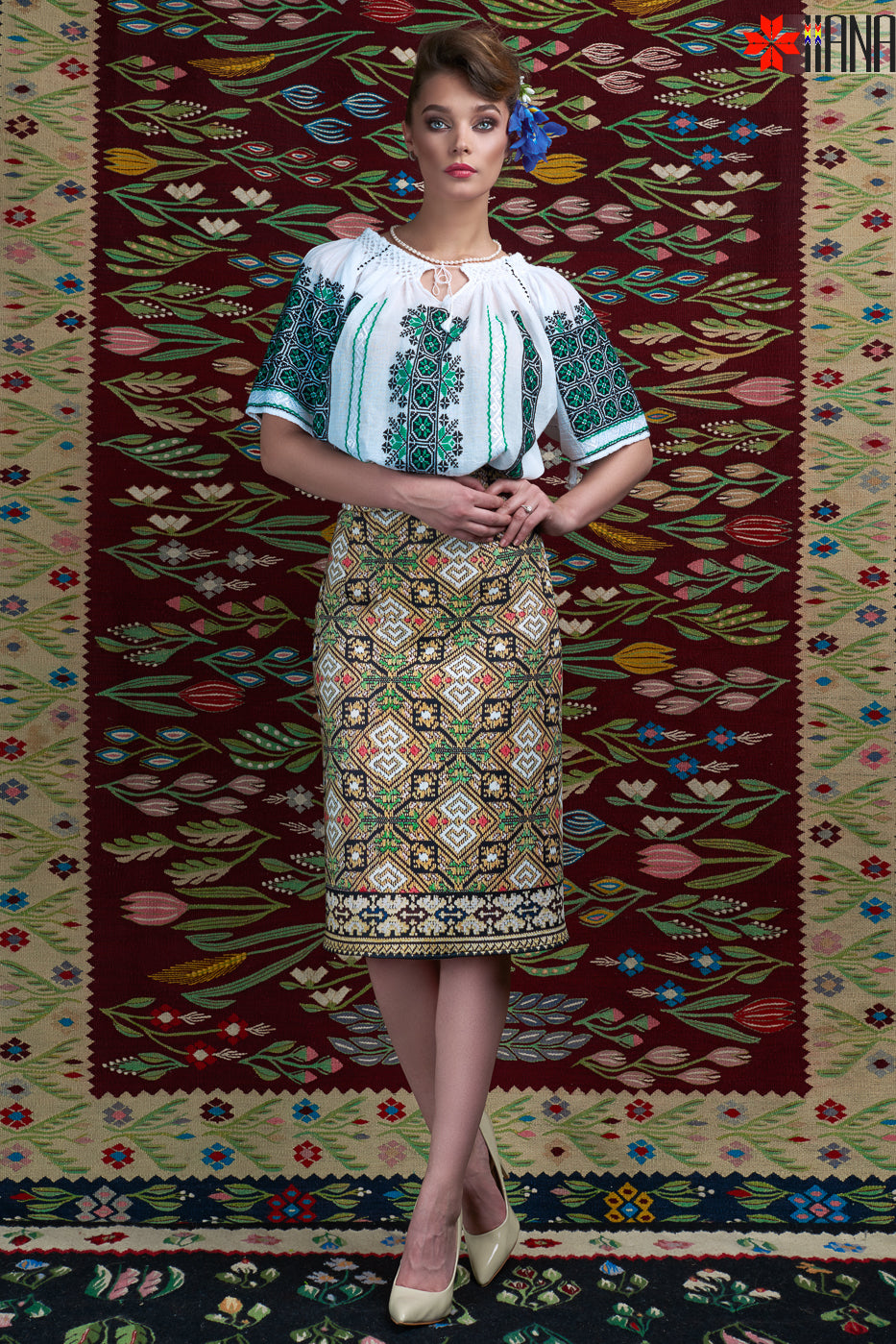 Ie Traditionala Romaneasca Maneca Scurta Cusuta Manual Motivul Norocel