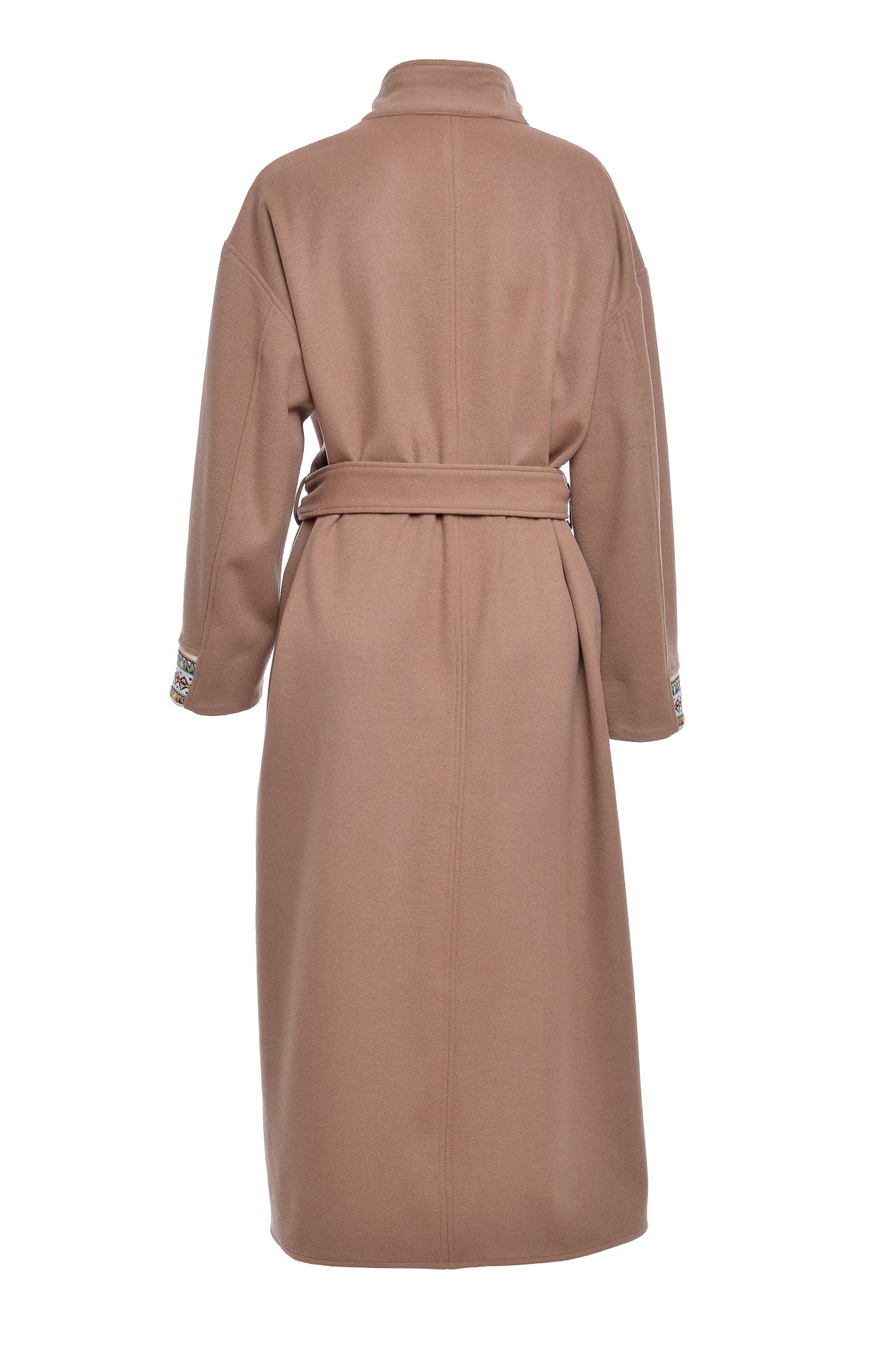 Palton Lung Din Stofa de Lana Si Casmir Bej