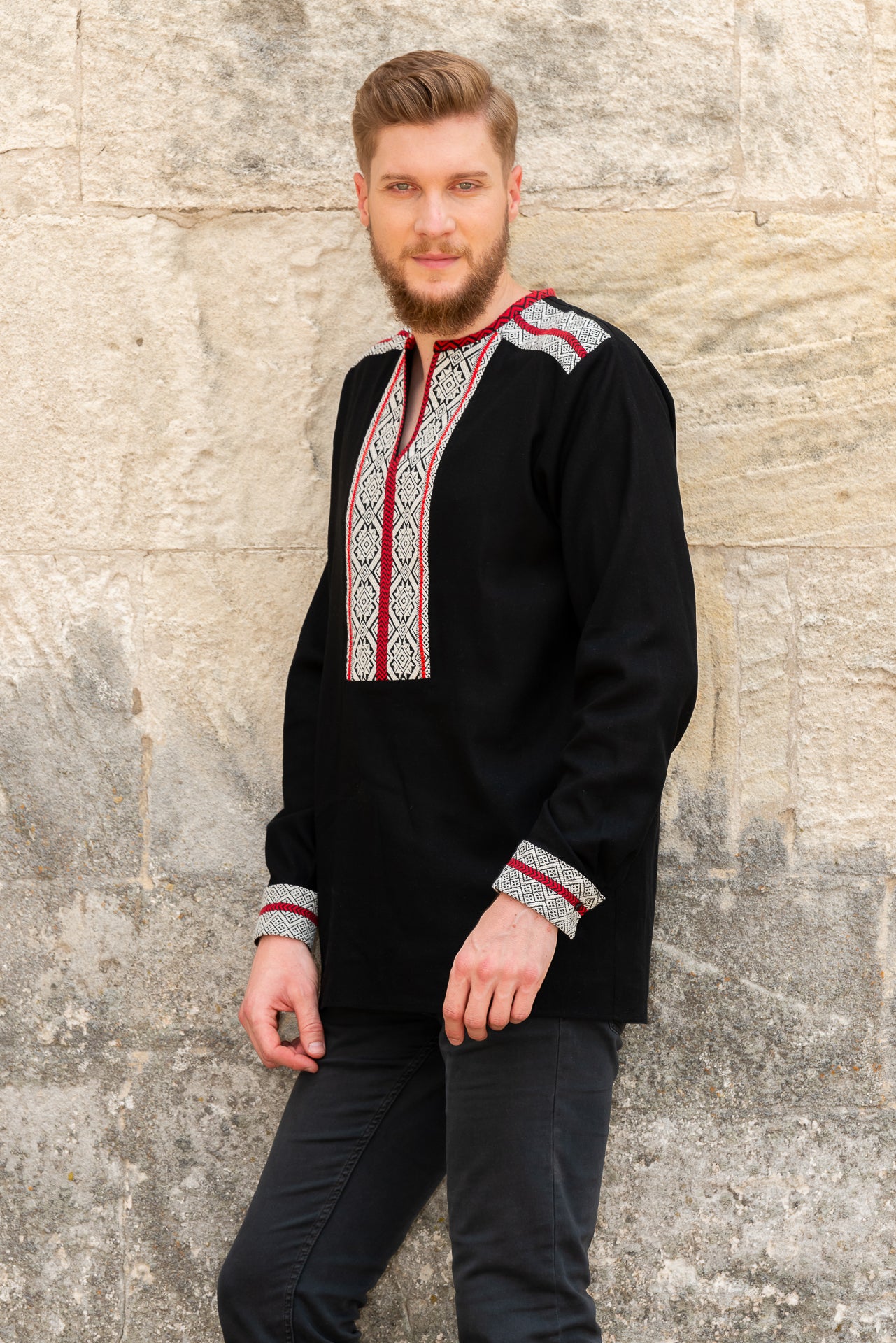 Camasa Barbateasca Traditionala Vladislav Cu Motive Populare