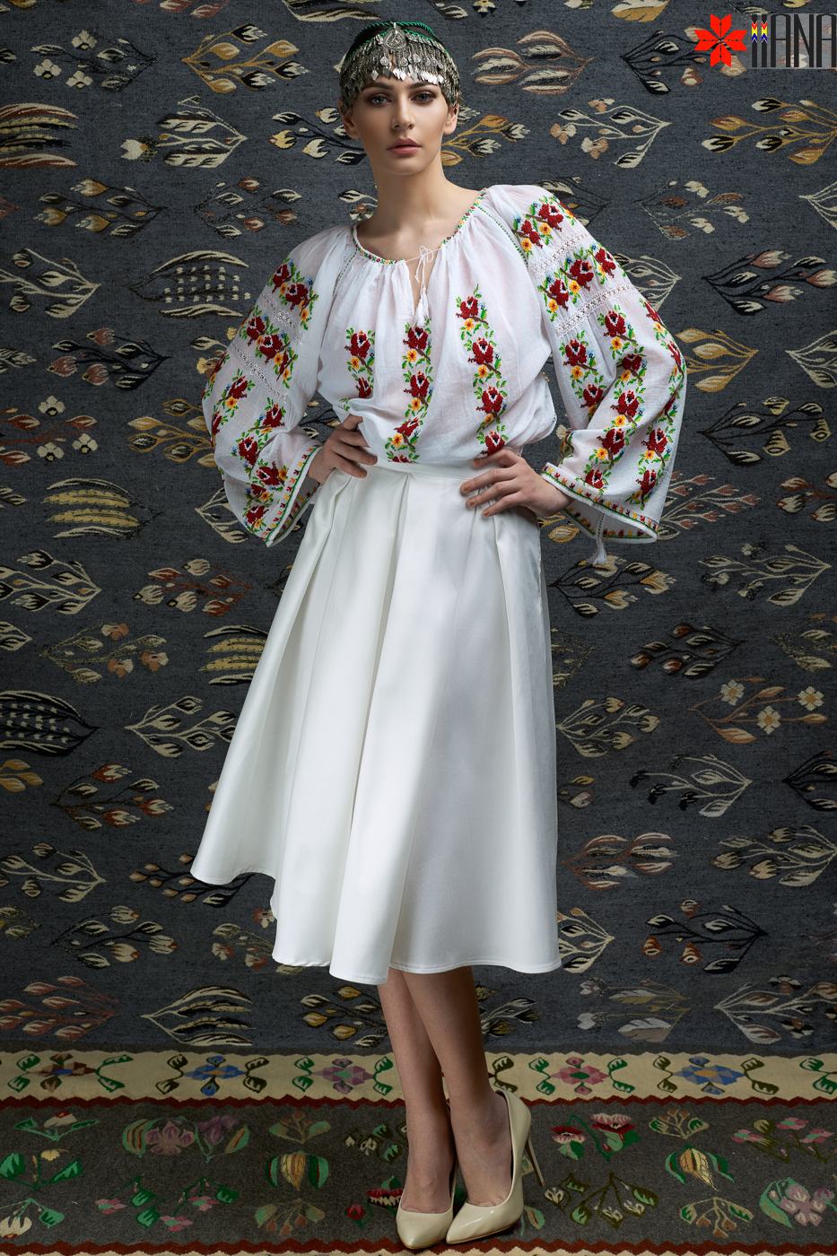Ie Traditionala Romaneasca Maneca Lunga Motivul Inflorata