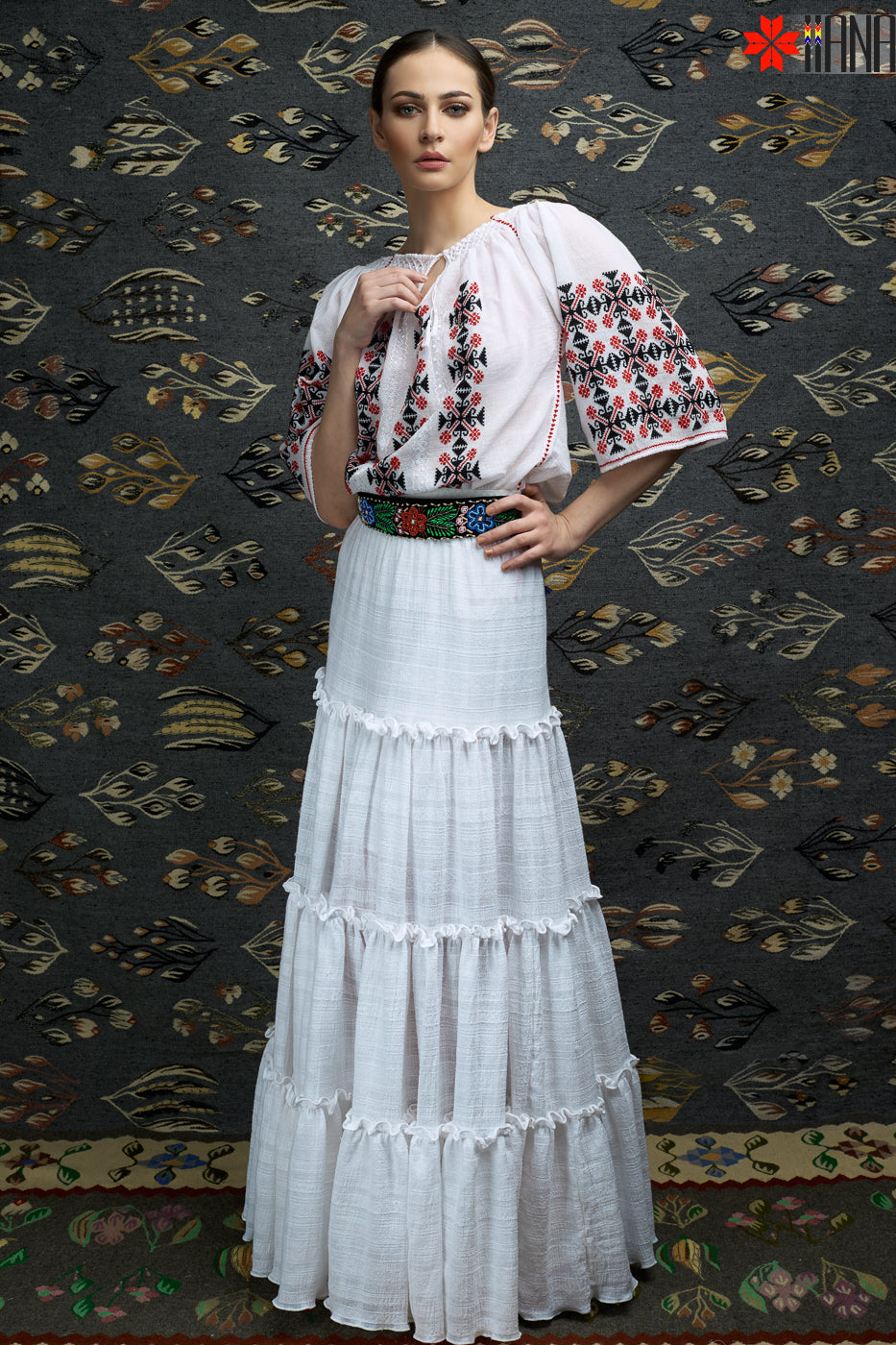 Ie Traditionala Romaneasca Maneca Scurta Cusuta Manual Motivul Punct in Cruce