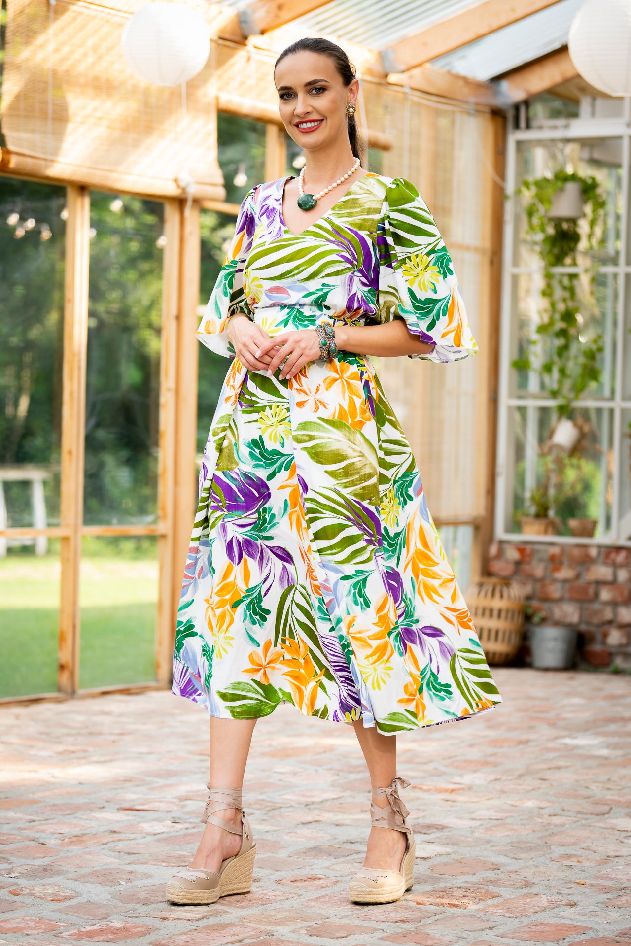 Rochia midi cu flori Marina