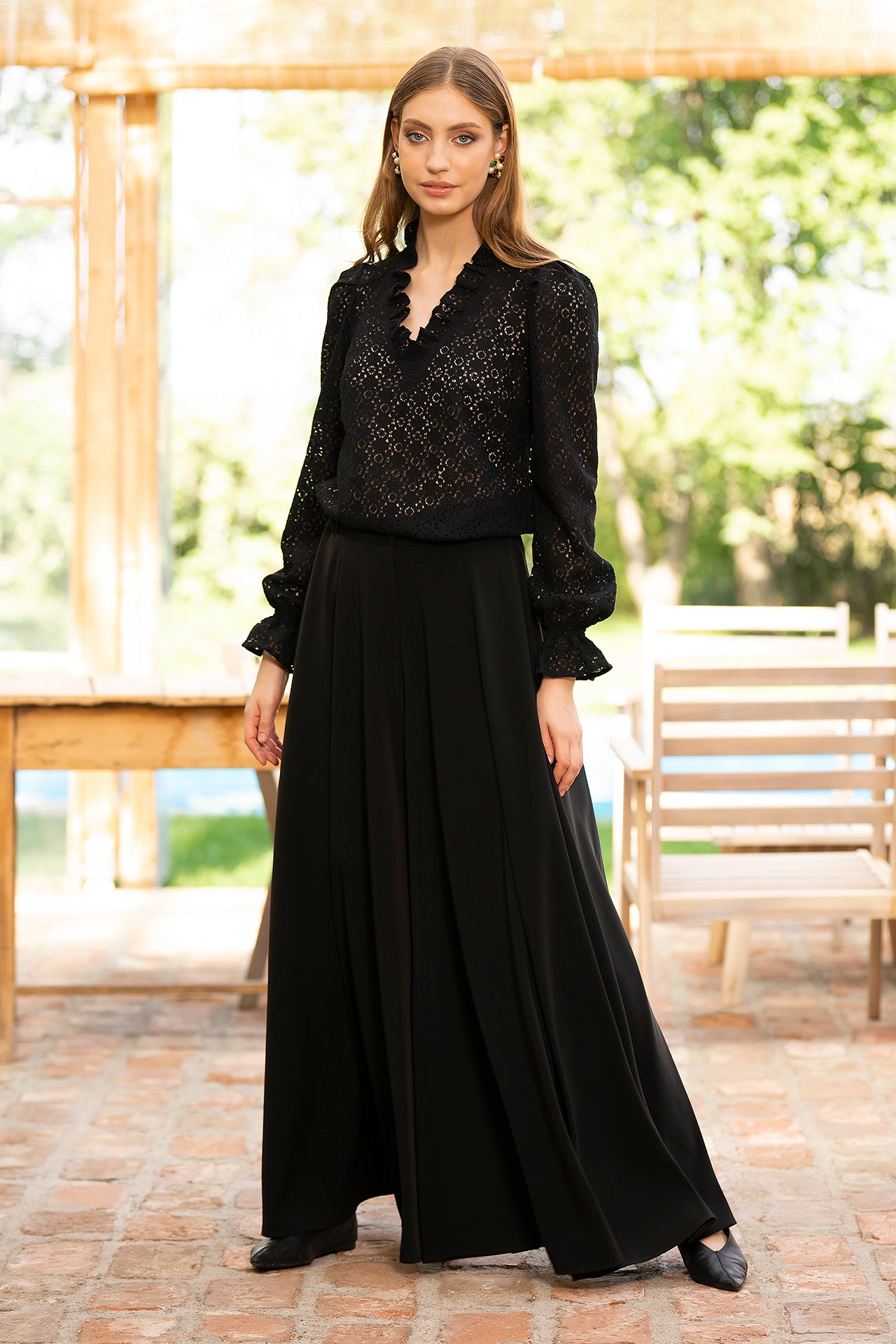 Bluza Neagra Din Dantela De Bumbac Irma