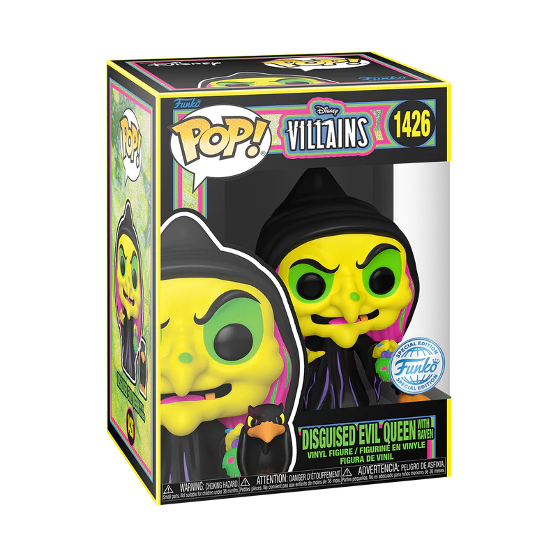 DISGUISED EVIL QUEEN WITH RAVEN (BLACK LIGHT) - DISNEY VILLAINS