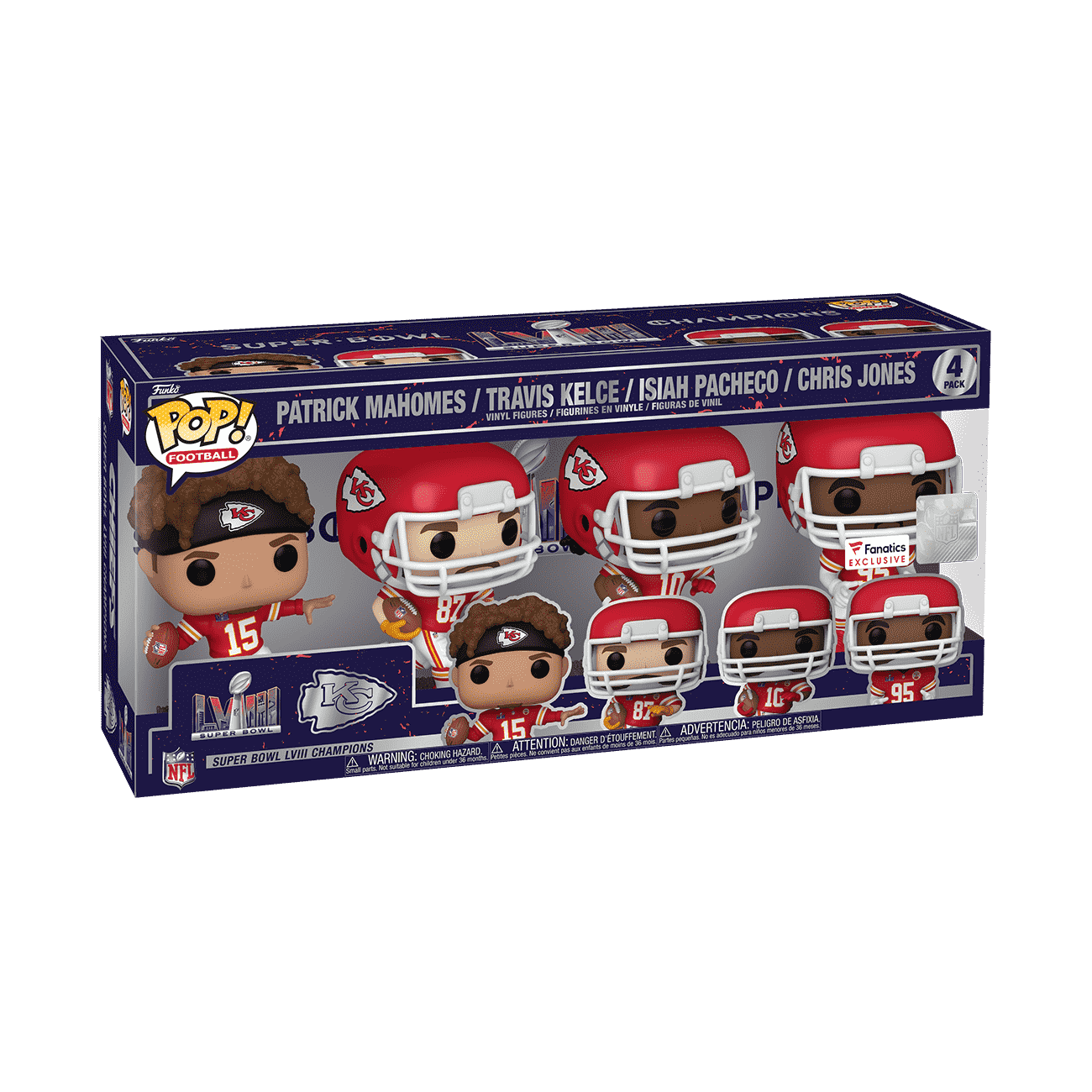 Pop! Kansas City Chiefs Super Bowl 2024 4-Pack