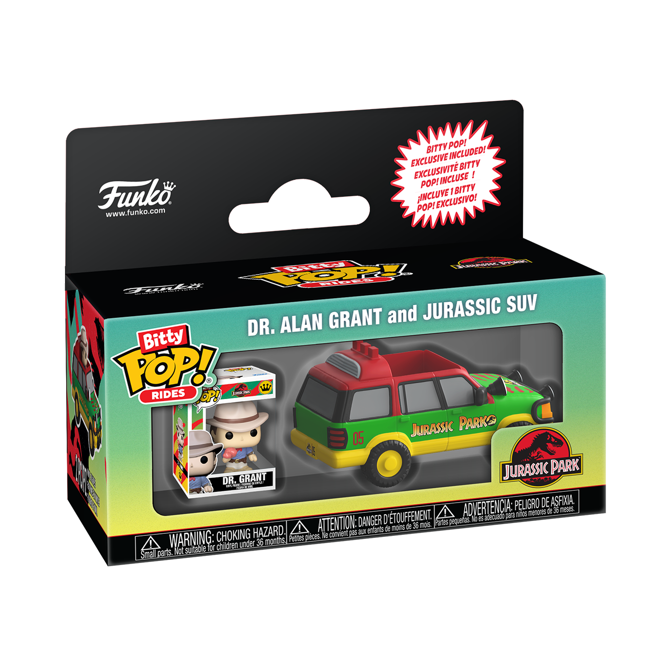 Bitty Pop! Rides Dr. Alan Grant and Jurassic SUV