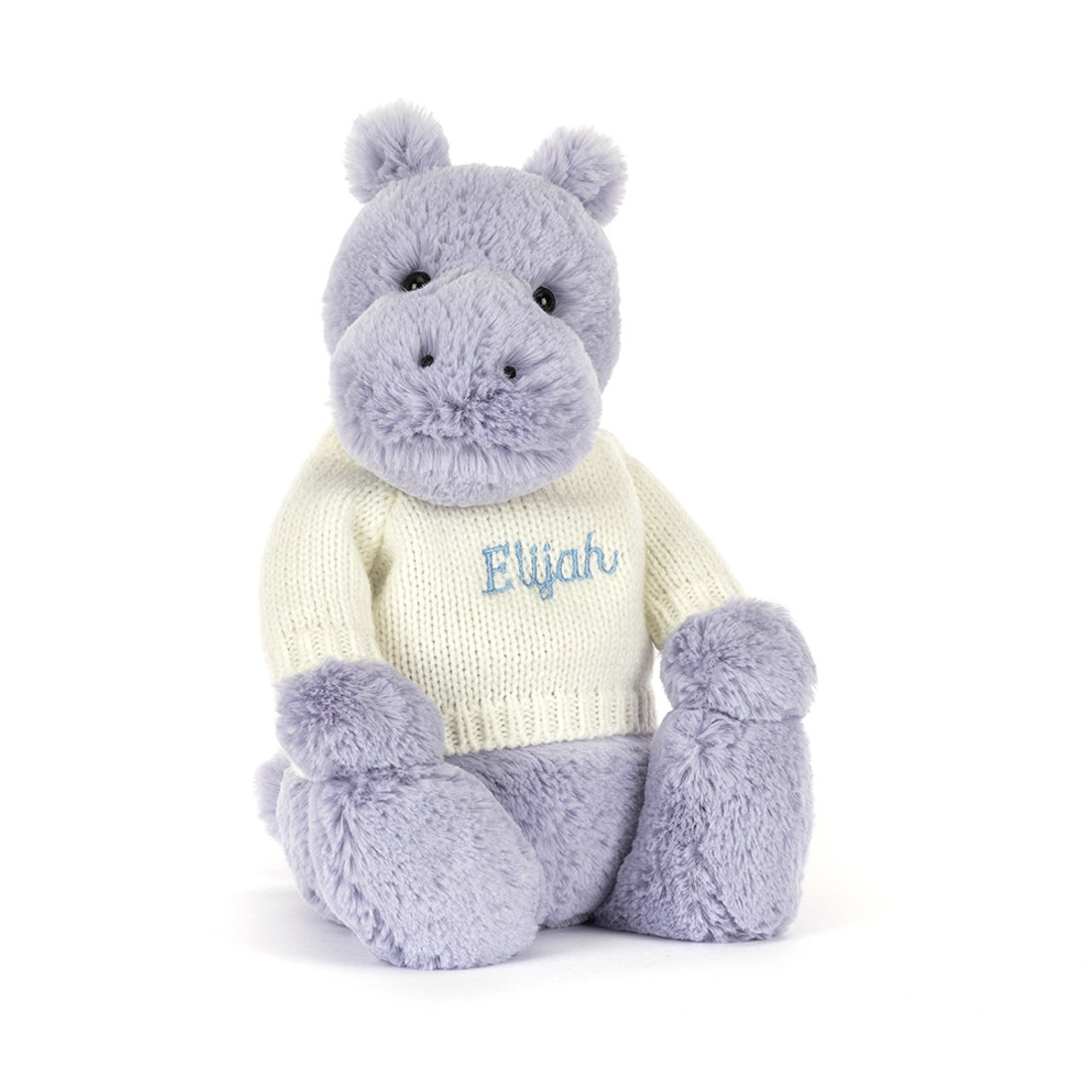 Bashful Hippo with Personalised Cream Jumper