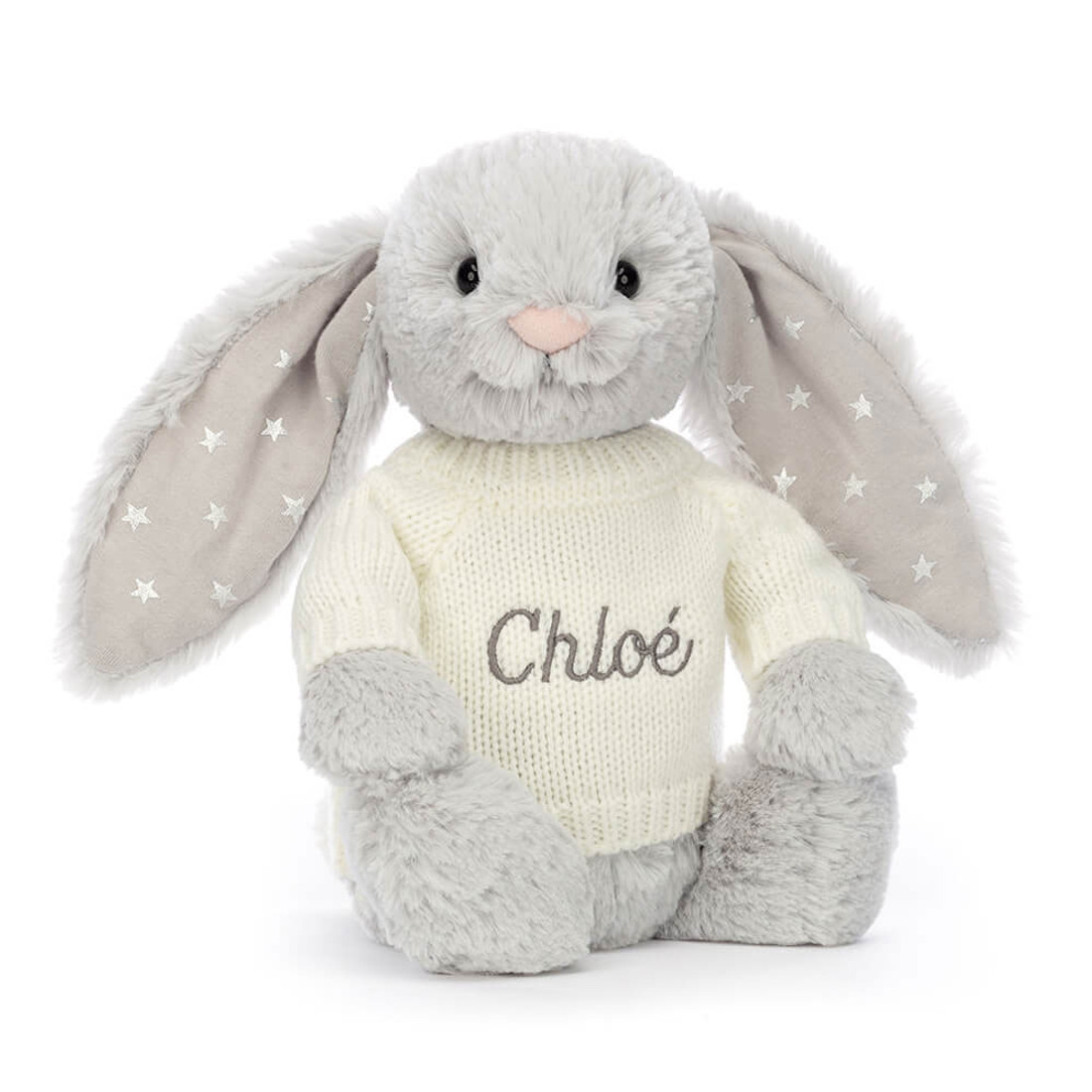 Bashful Shimmer Bunny with Personalised Cream Jumper