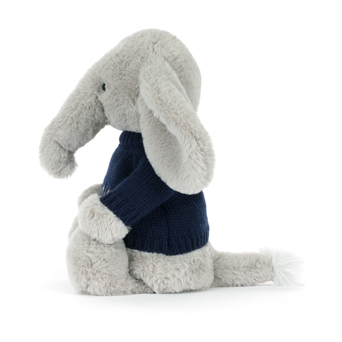Bashful Luxe Elephant Thuddeus with Personalised Navy Jumper