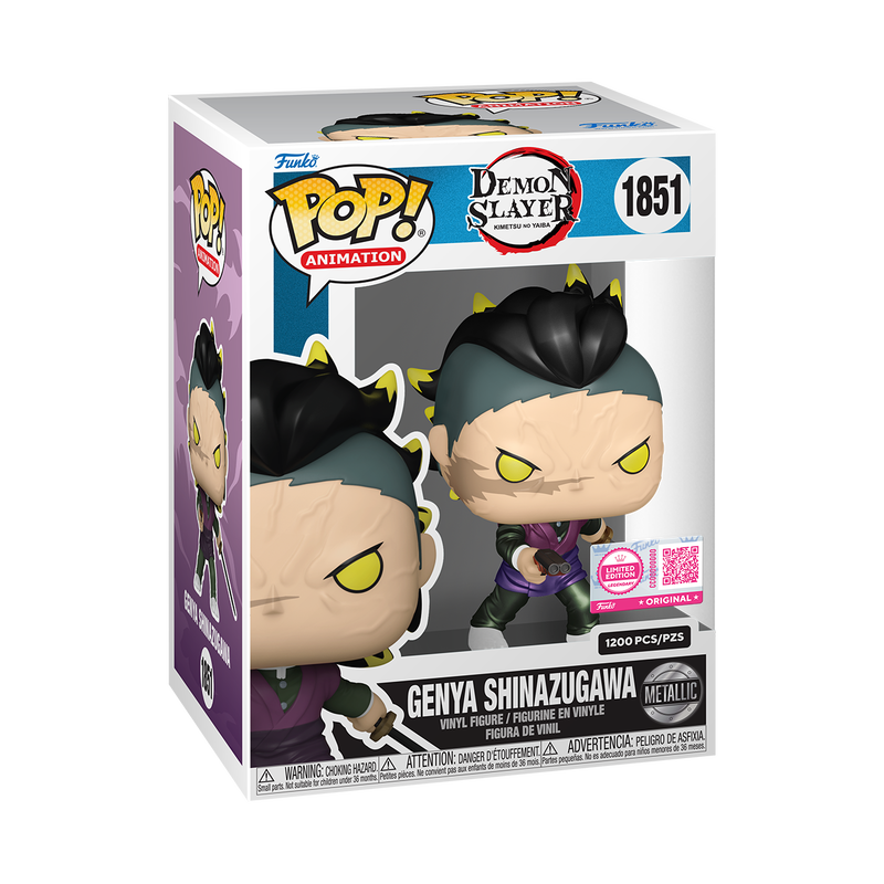 Pop! Genya Shinazugawa (Demon Form) (Metallic) with Pop! Protector