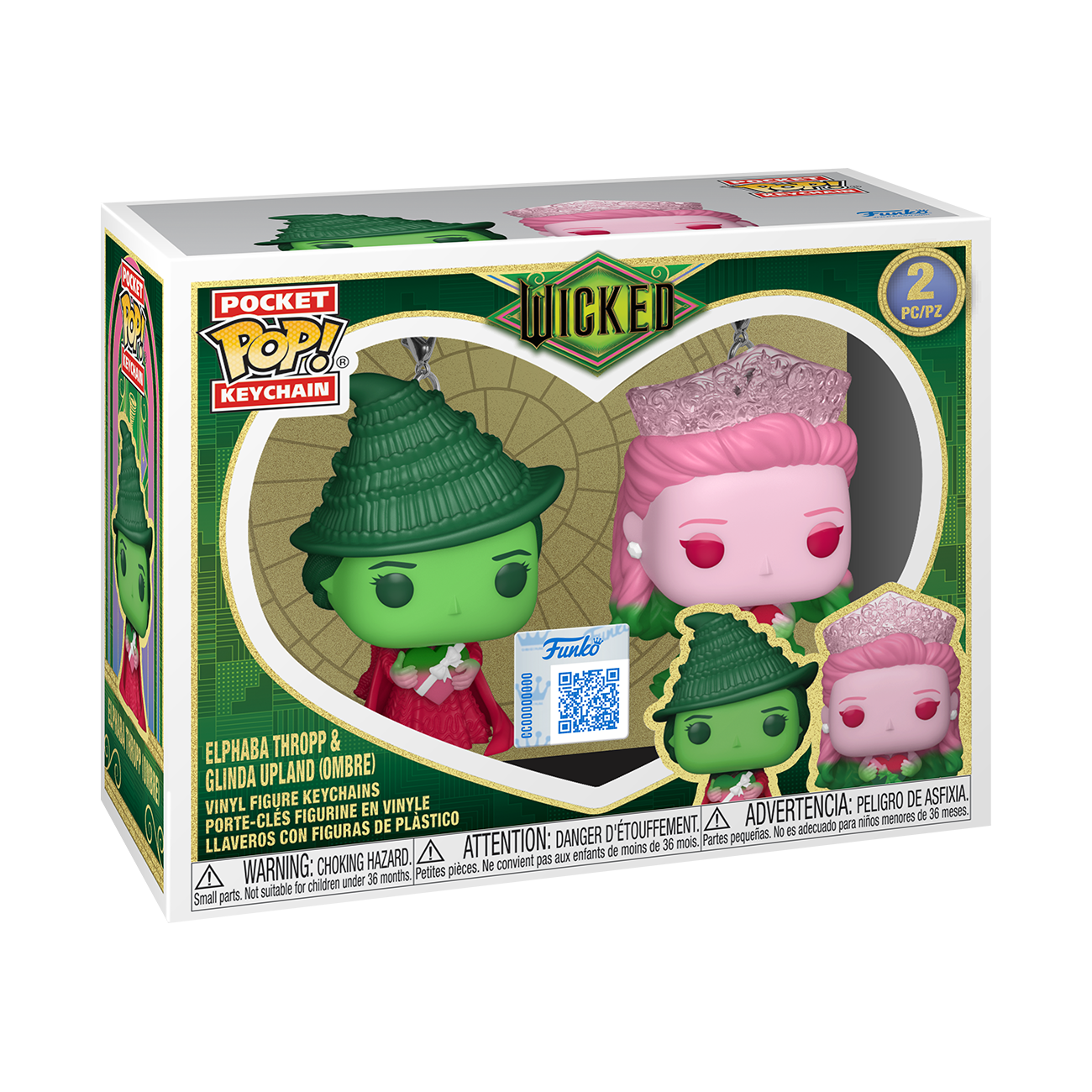 Pop! Keychain Elphaba Thropp & Glinda Upland (Ombre) 2-Pack