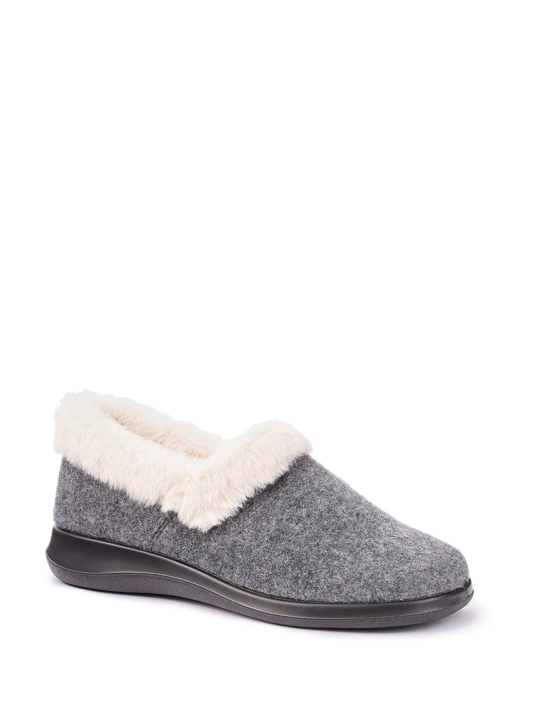 Hotter Grey Wide Fit Snug II Slip-On Slippers