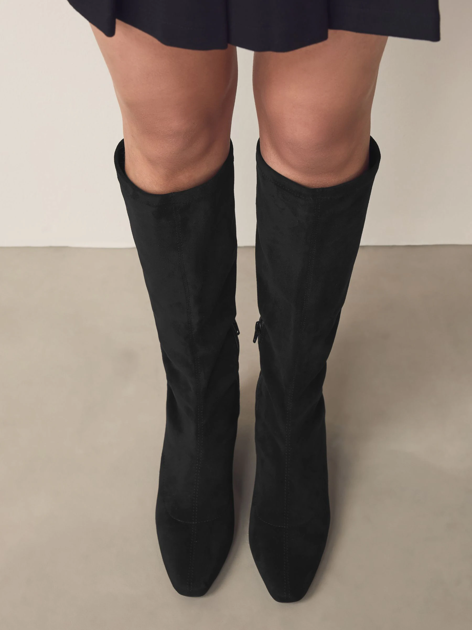 Black Standard/Wide Fit Forever Comfort® Chisel Toe Knee Sock Boots