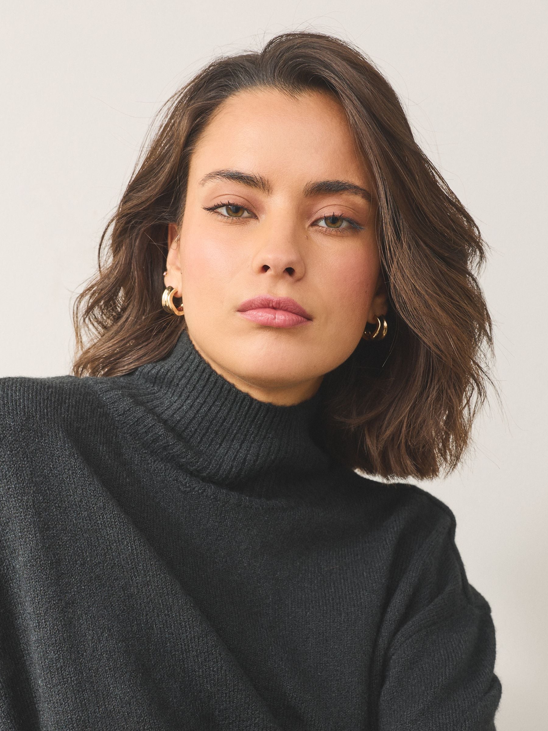 Gold Tone Wide Small Hoop Earrings