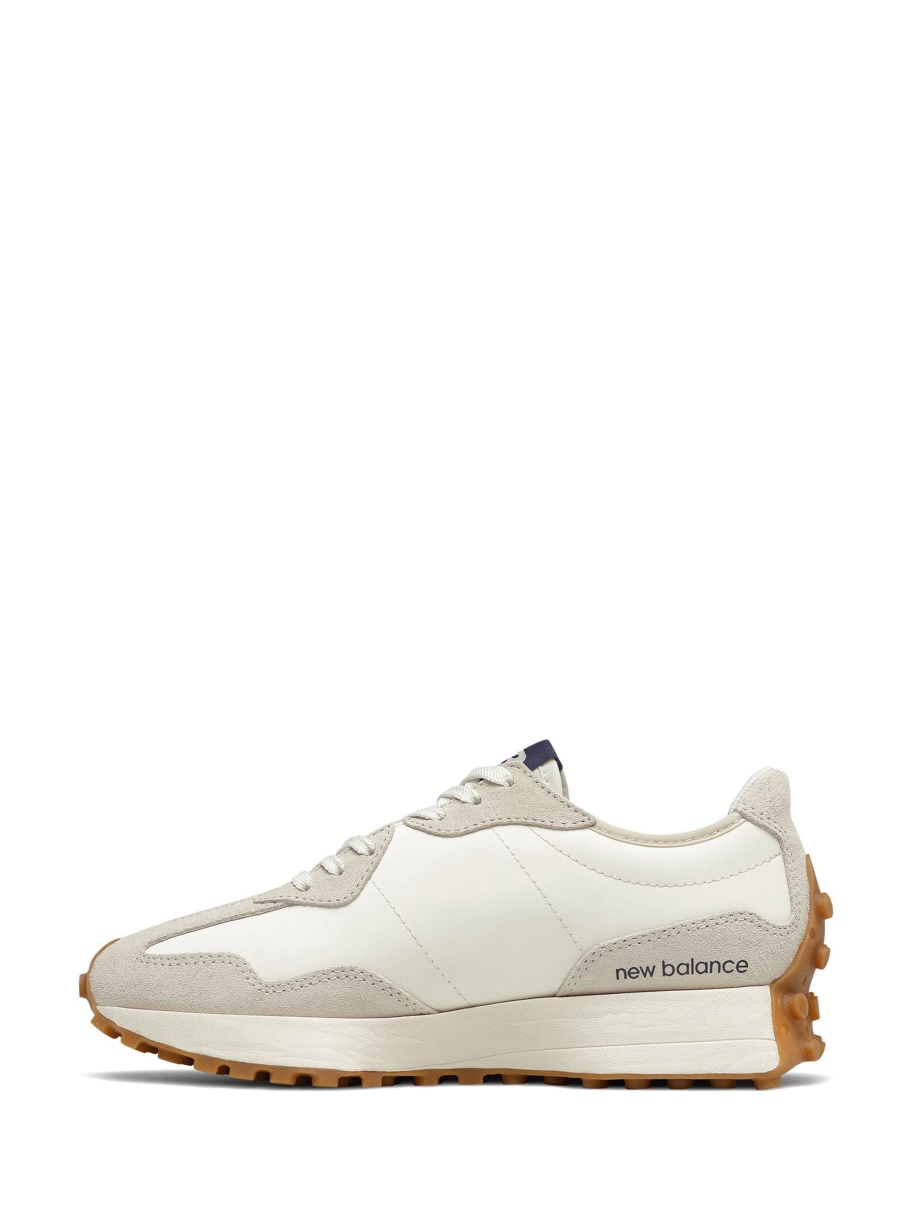 New Balance White/Navy Blue 327 Trainers