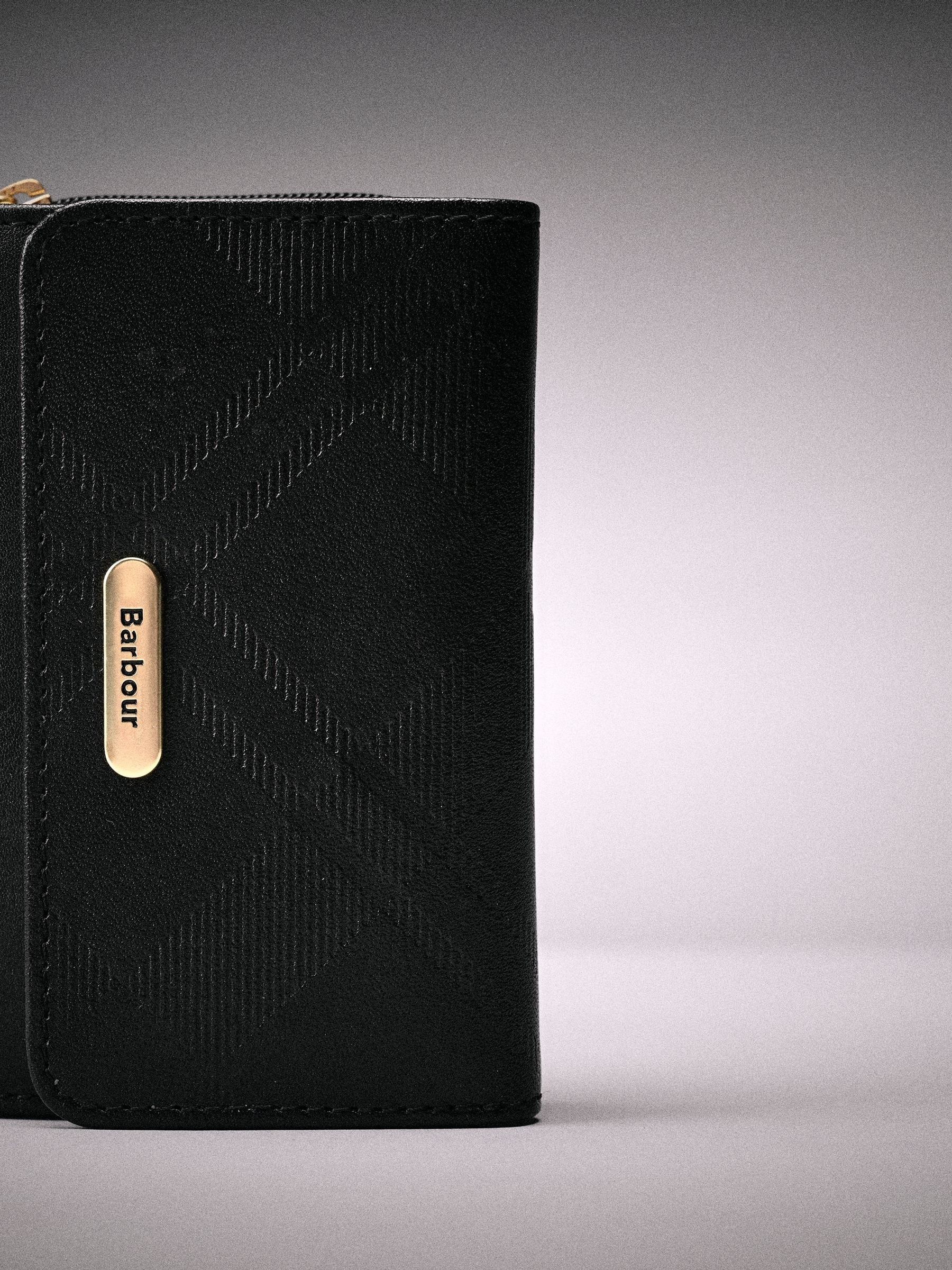 Barbour Black rosa deboss leather french purse