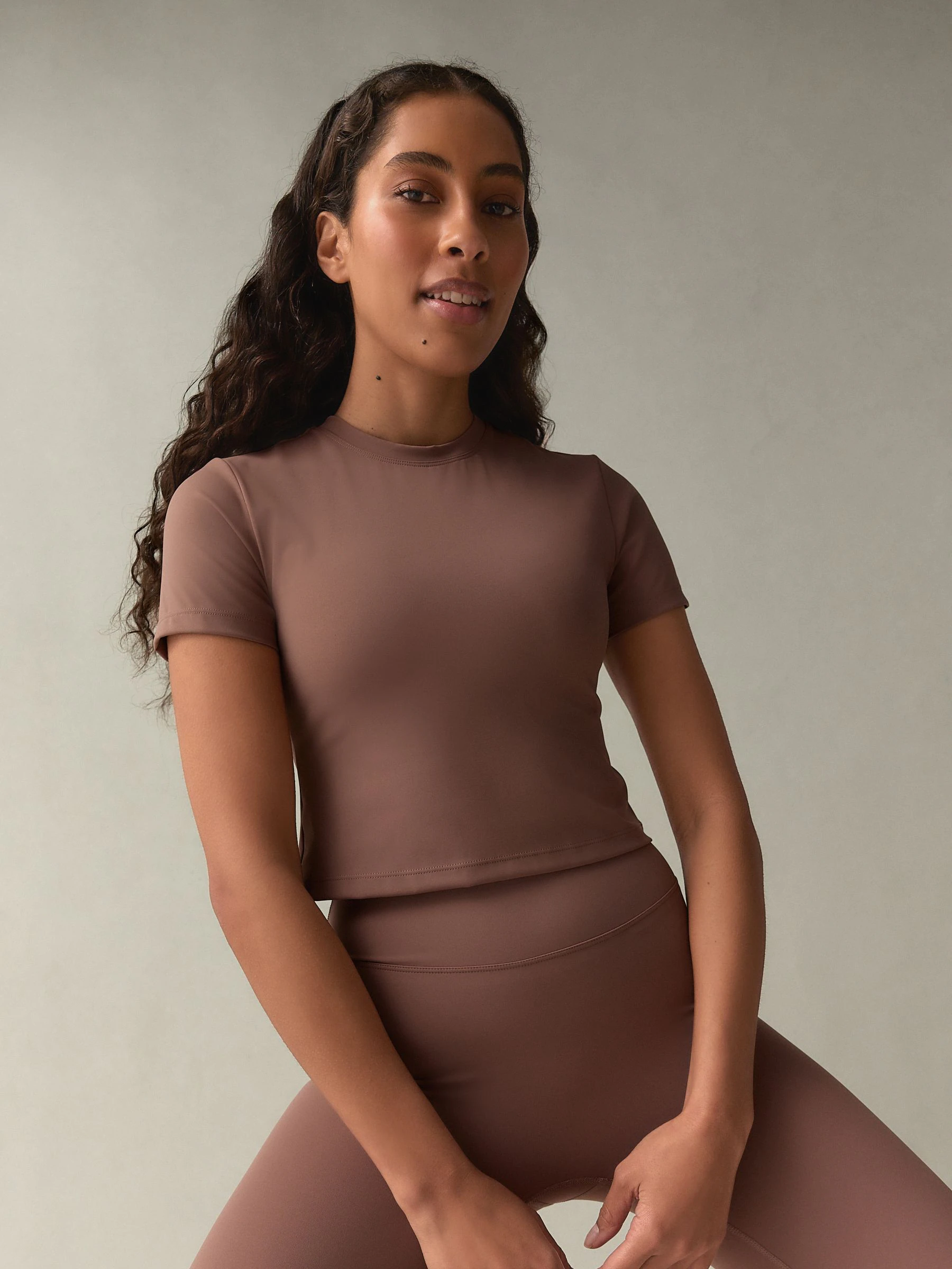 self. Mauve Purple Short Fitted Top