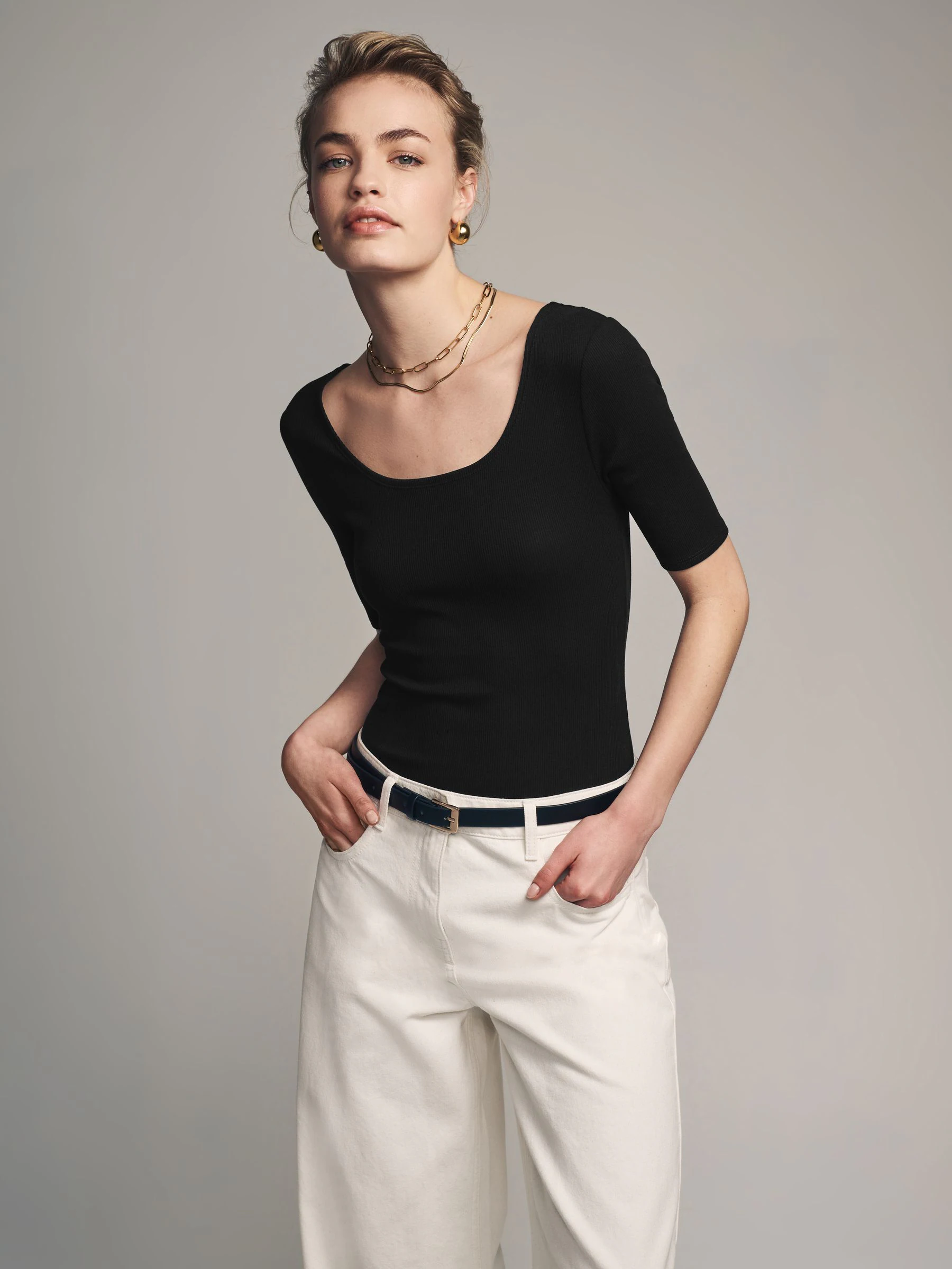 The Set 3 Pack Ribbed Long Sleeve Bodysuits Black/Grey/White