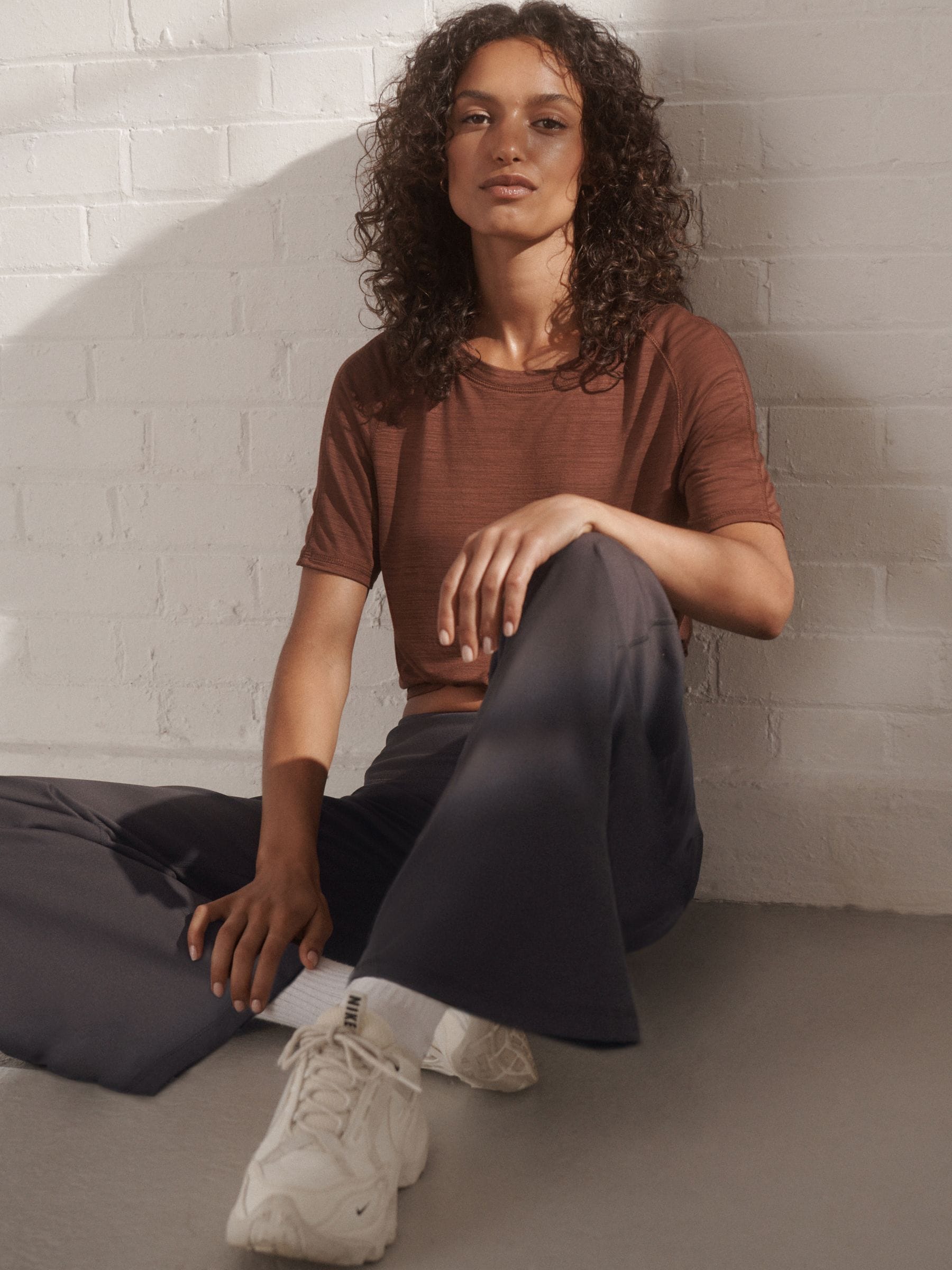 Rust Brown Active Crew Neck Lightweight Short Sleeve T-Shirt