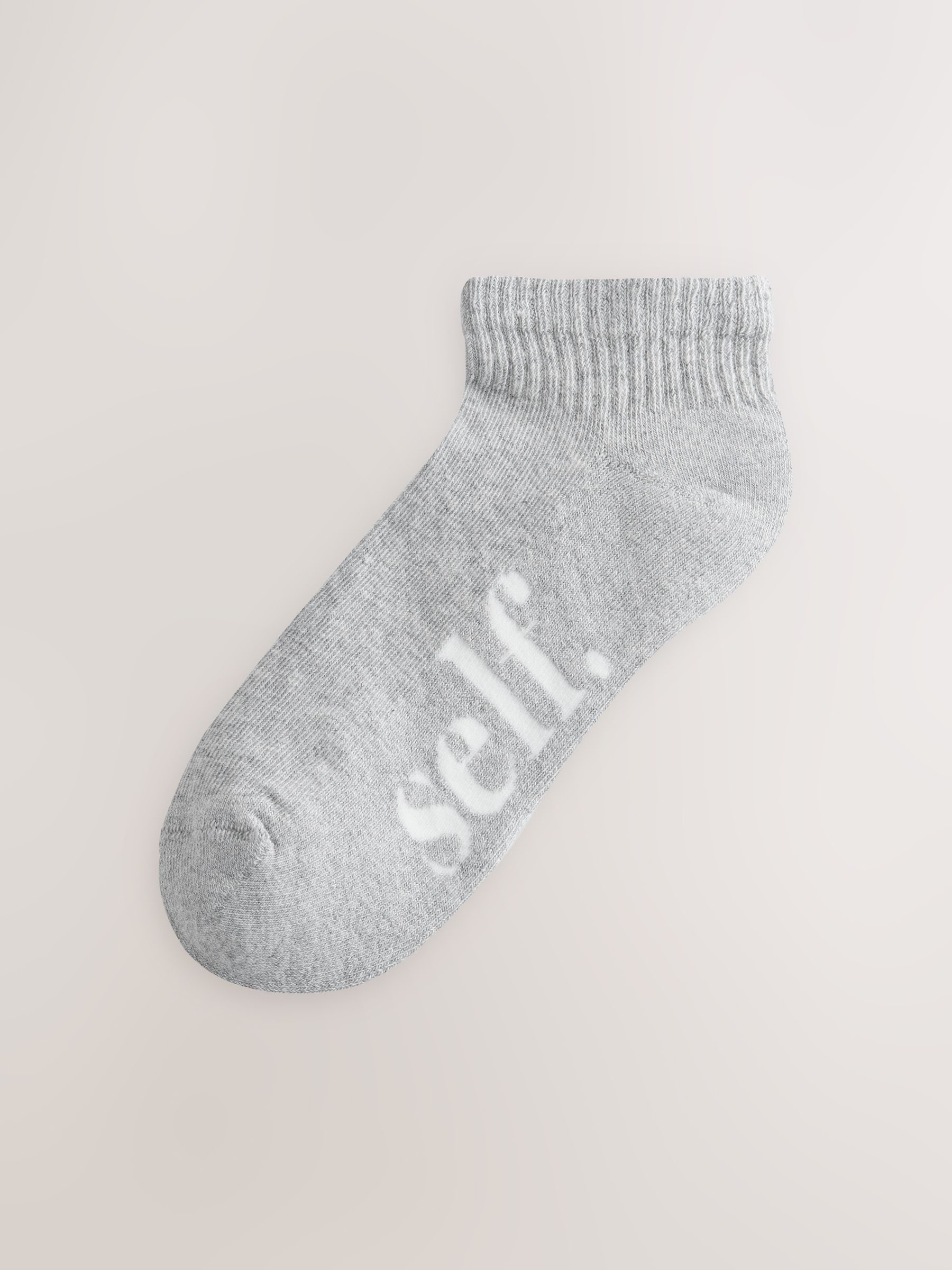 self. Neutral Cushion Sole Side Slogan Lounge Trainer Socks 3 Pack