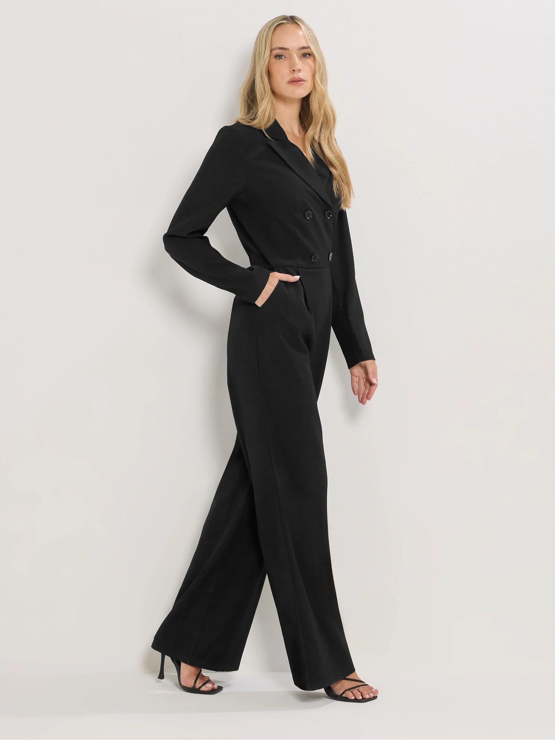 Long Tall Sally Black Long Sleeve Collar Jumpsuit