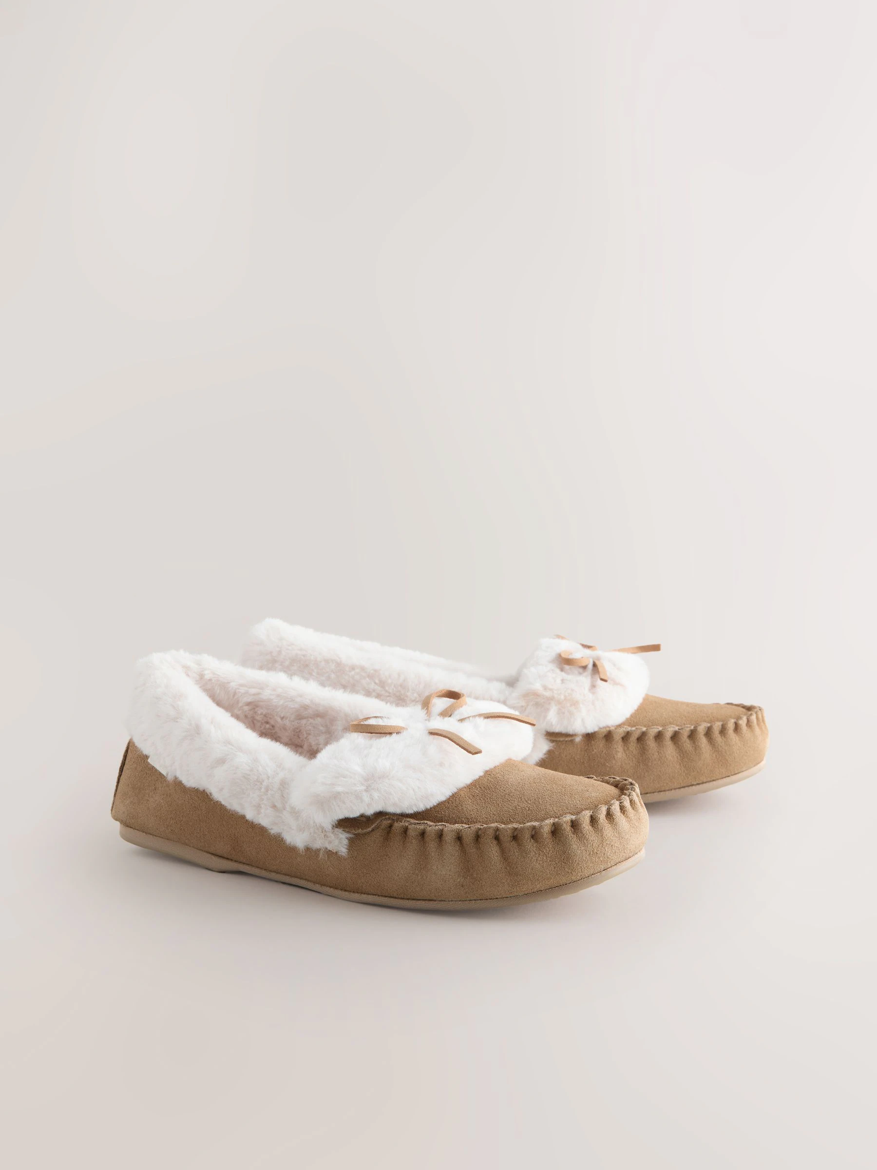 Mocha Brown Moccasin Suede Slippers