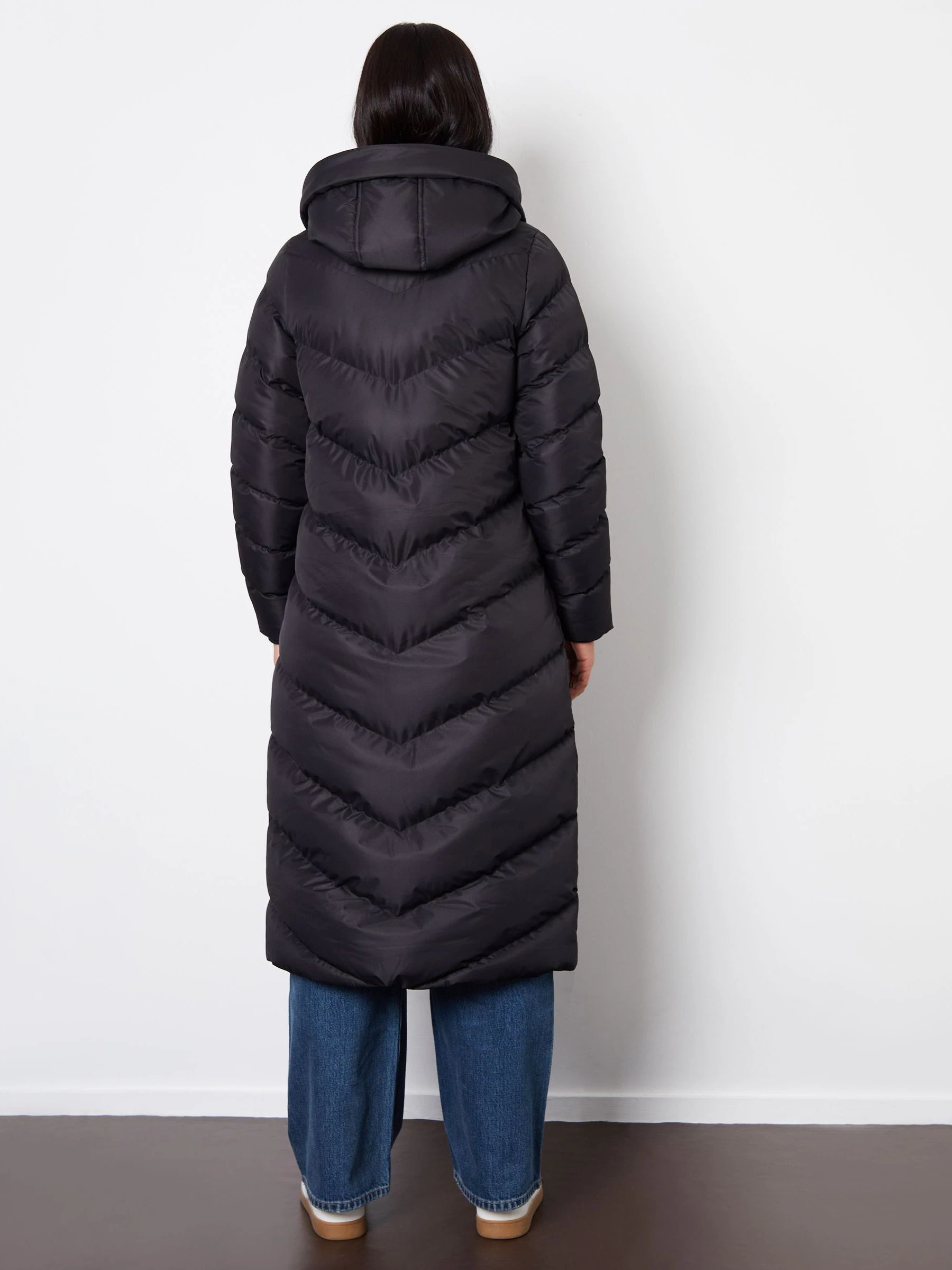 Threadbare Black Padded Maxi Coat