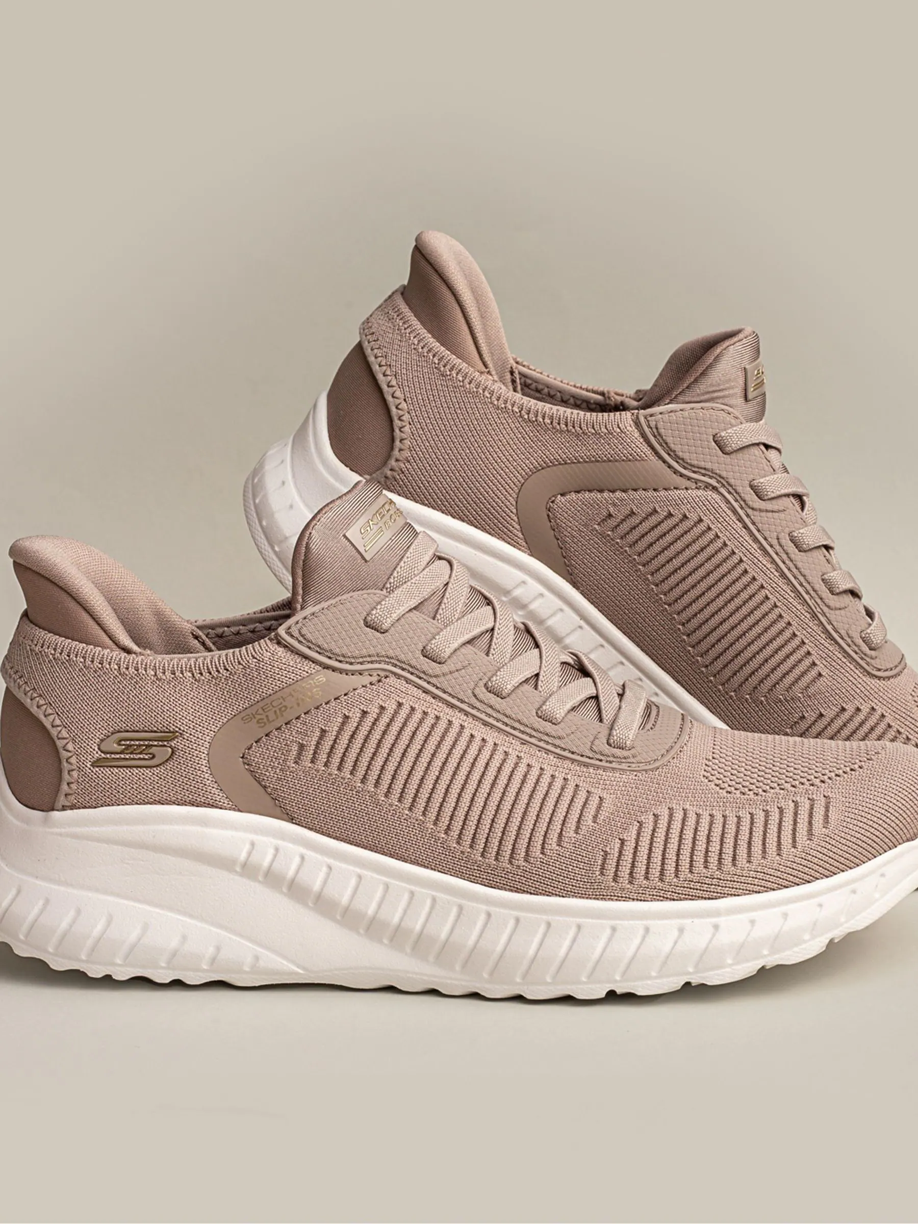 Skechers Mid Natural BOBS Sport Squad Chaos Slip In Trainers