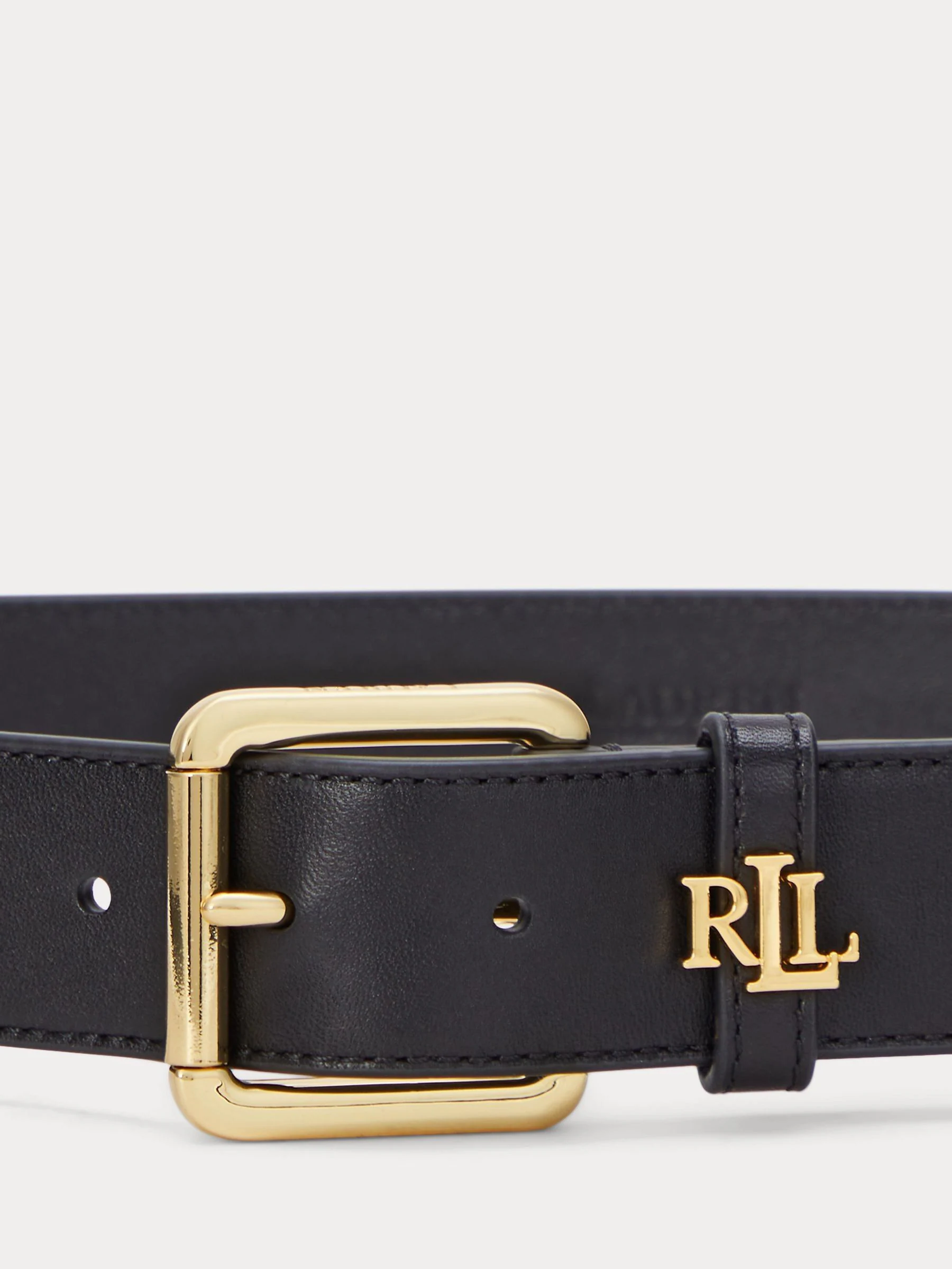Lauren Ralph Lauren Black 3.2cm Logo-Keeper Leather Belt
